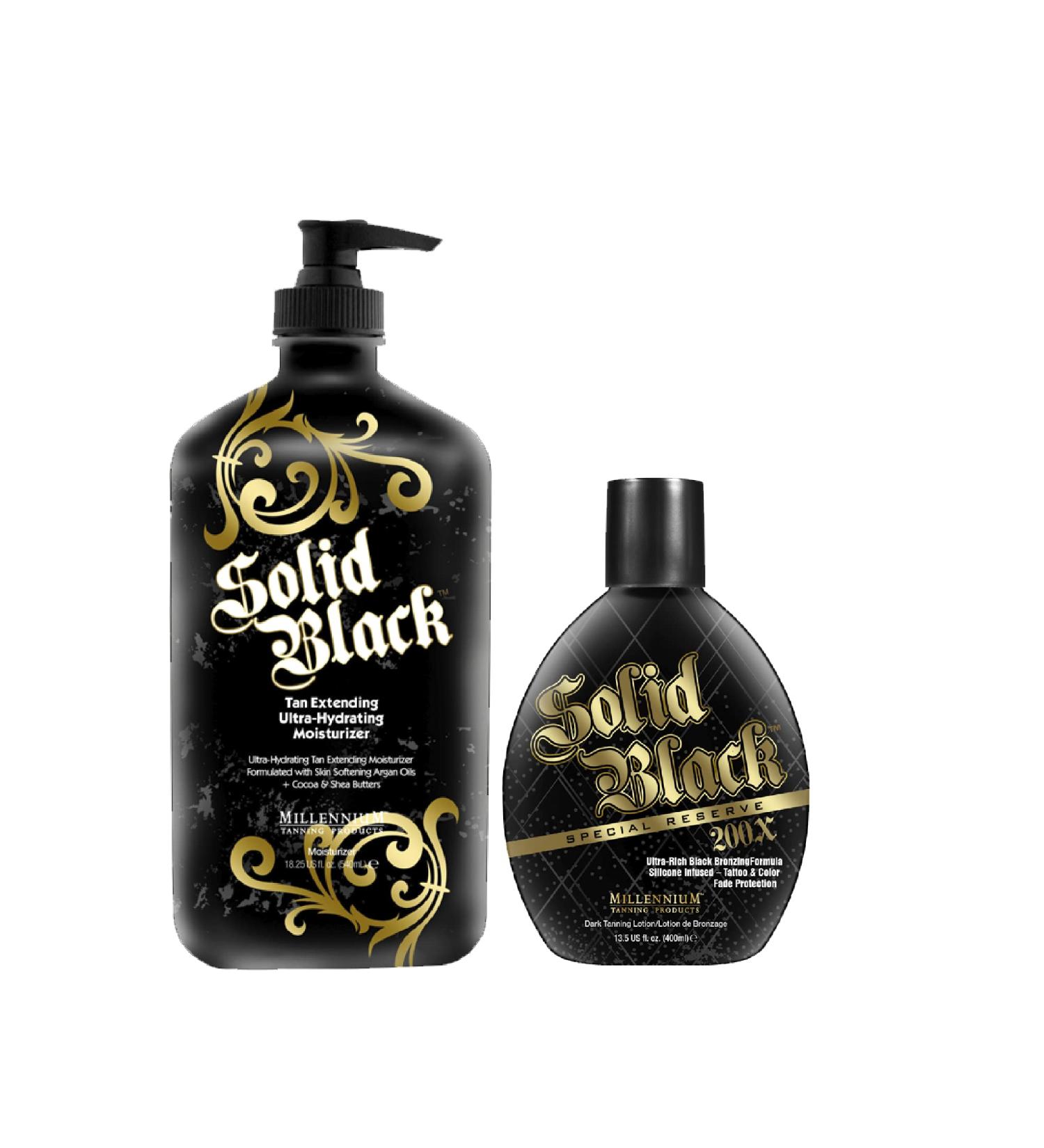Millennium Tanning Solid Black 200X Tanning Lotion - 13.50 & 18.25 oz Tan Extender for Accelerated Bronzing - Buy Online on GoSupps.com