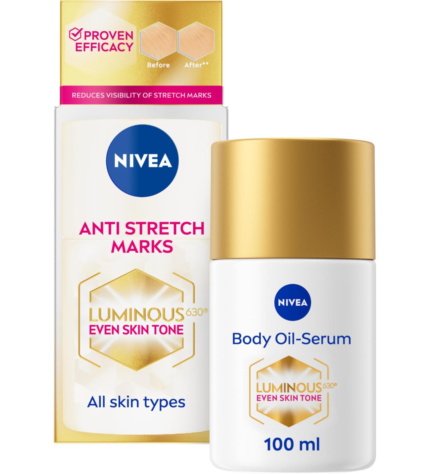 NIVEA Luminous 630 Body Oil Serum Anti Stretch Marks (100ml) Skincare Serum with Luminous 630 Visibly Reduces Stretch Marks in 2 weeks Starts Working From Day 1 - Buy Online on GoSupps.com