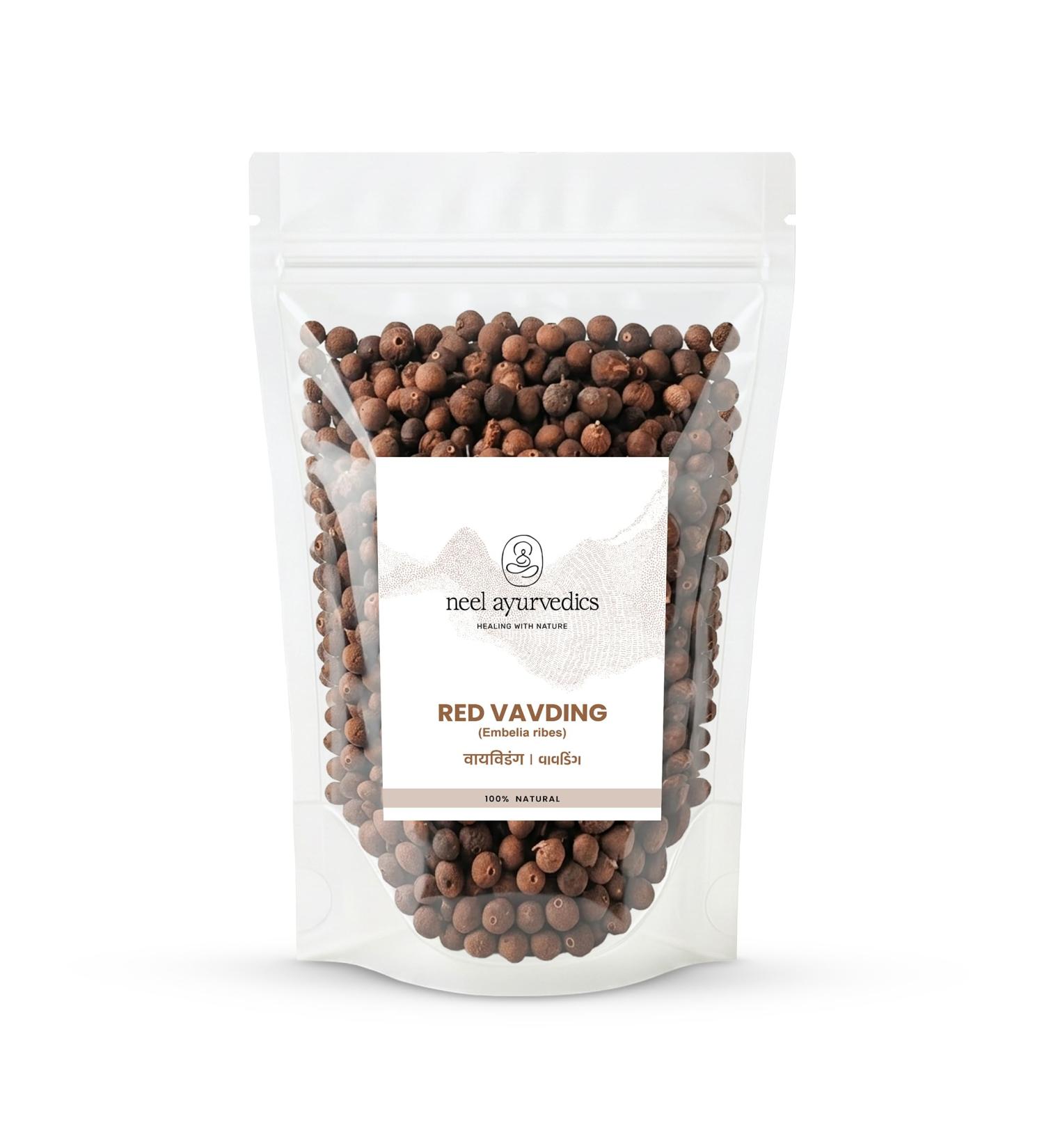 NeelAyurvedics Graines de Baividang 100 g Baibadang Vaivadand Bai Baibang Vidanga Embelia Rabes Faux poivre noir Vavding 250 g