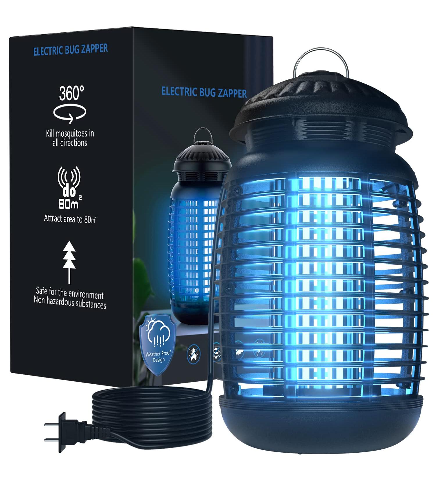 4200V Electric Bug Zapper - High Powered Waterproof Mosquito Trap for Indoor and Outdoor Use - Fly Control for Home, Kitchen, Backyard, Camping - Black - Buy Online on GoSupps.com