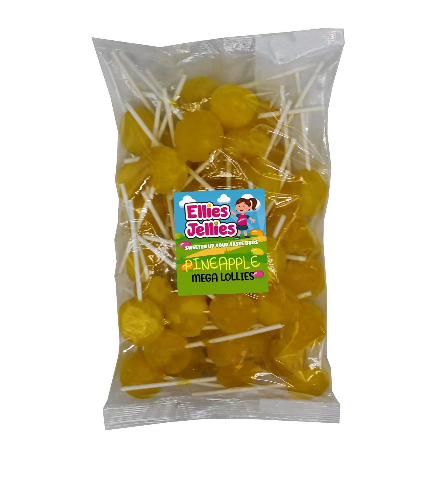 Ellies Jellies Pineapple Mega Lollies 1kg Bag