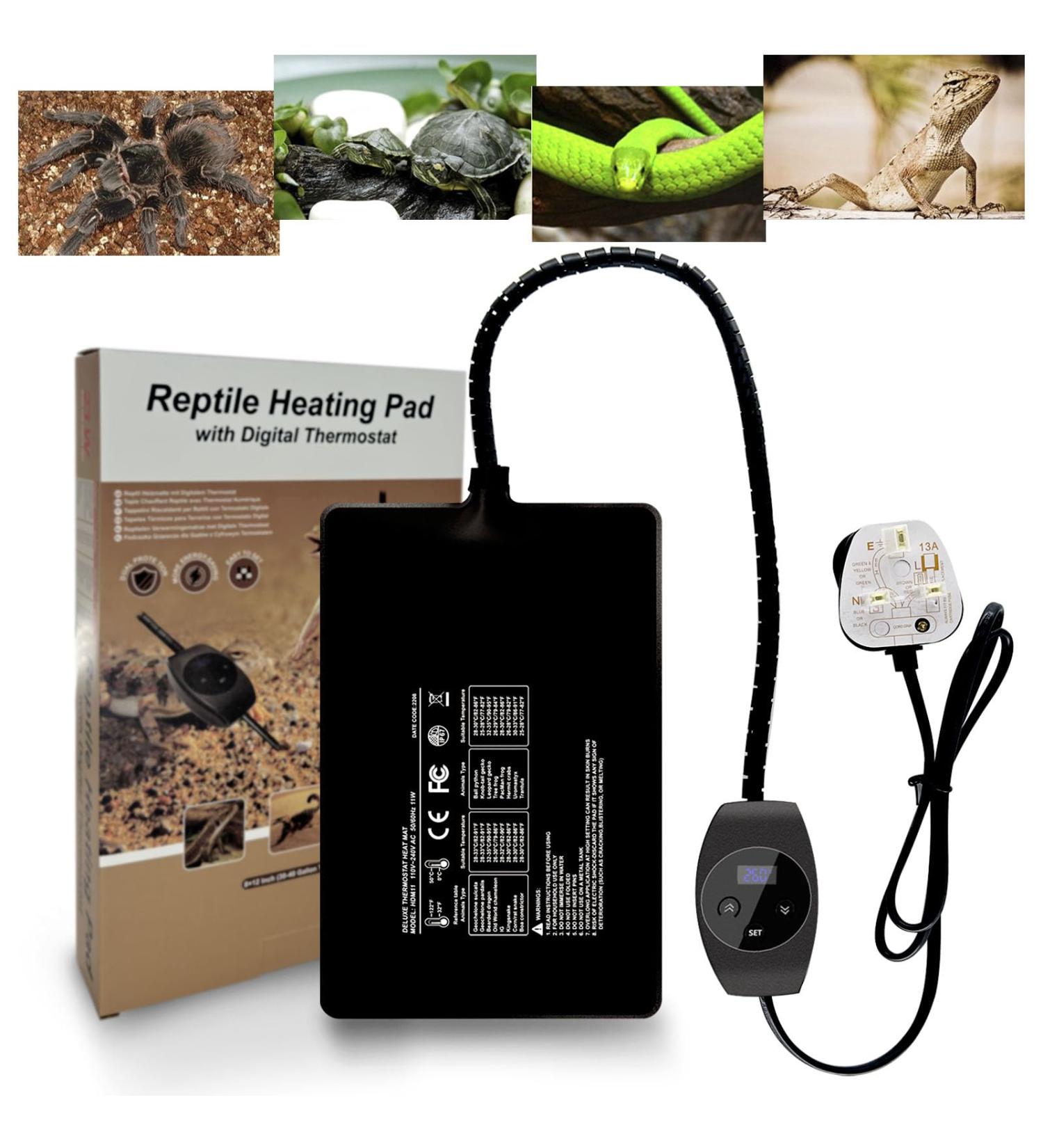 FIPASEN Reptile Heating Mat 6x8 Inch with Digital Thermostat - Ideal for Various Pets and Plants - Upgraded Heating Pad with Thermostat Included - Buy Online on GoSupps.com