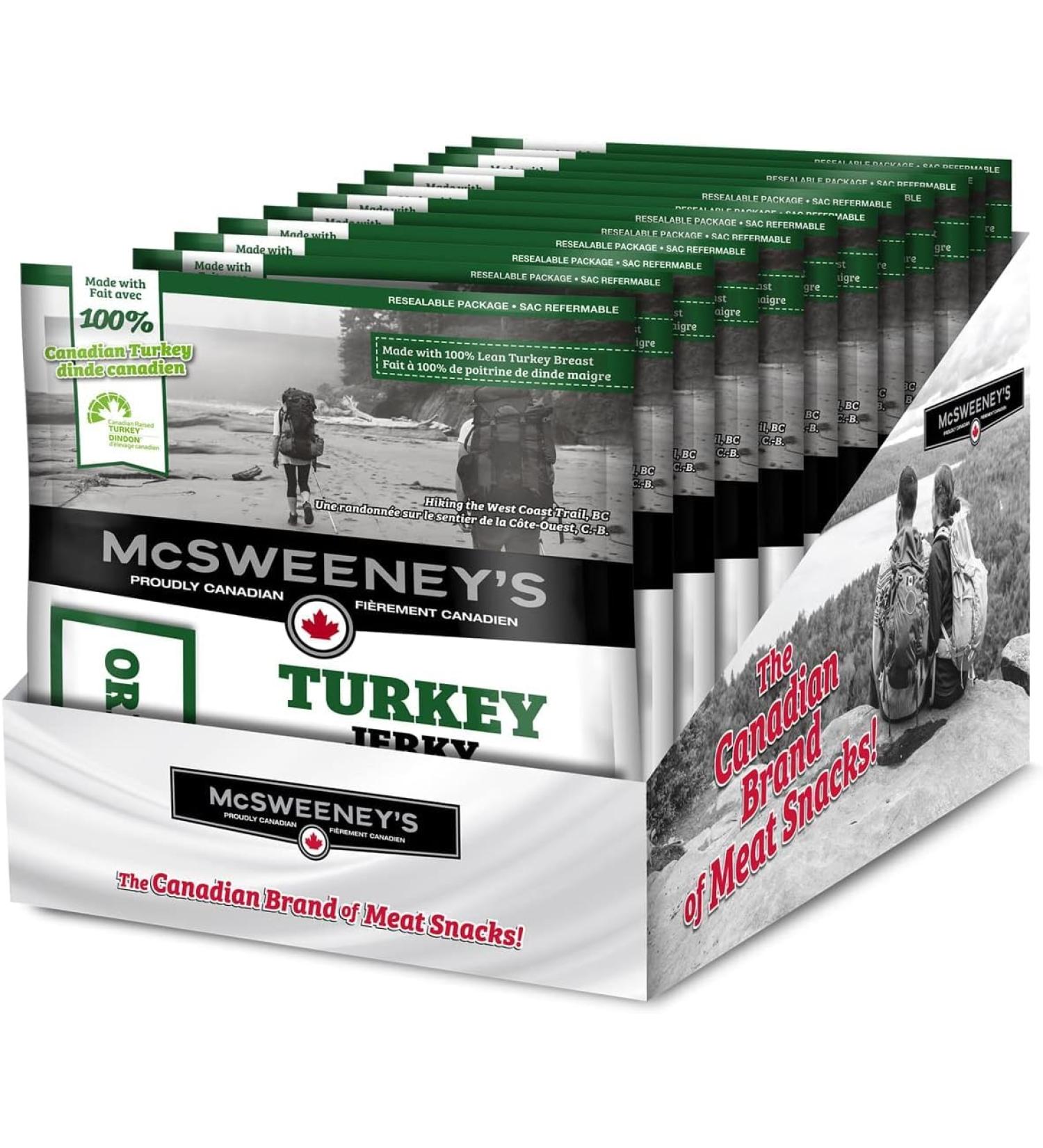 McSweeney's Original Turkey Jerky Bulk Case. School Snacks Gluten Free High Protein Snacks Low Carb Keto Friendly Low Fat Naturally Smoked Canadian Made. 70g (Pack of 12) Turkey - Original 70.00 g (Pack of 12) - Buy Online on GoSupps.com