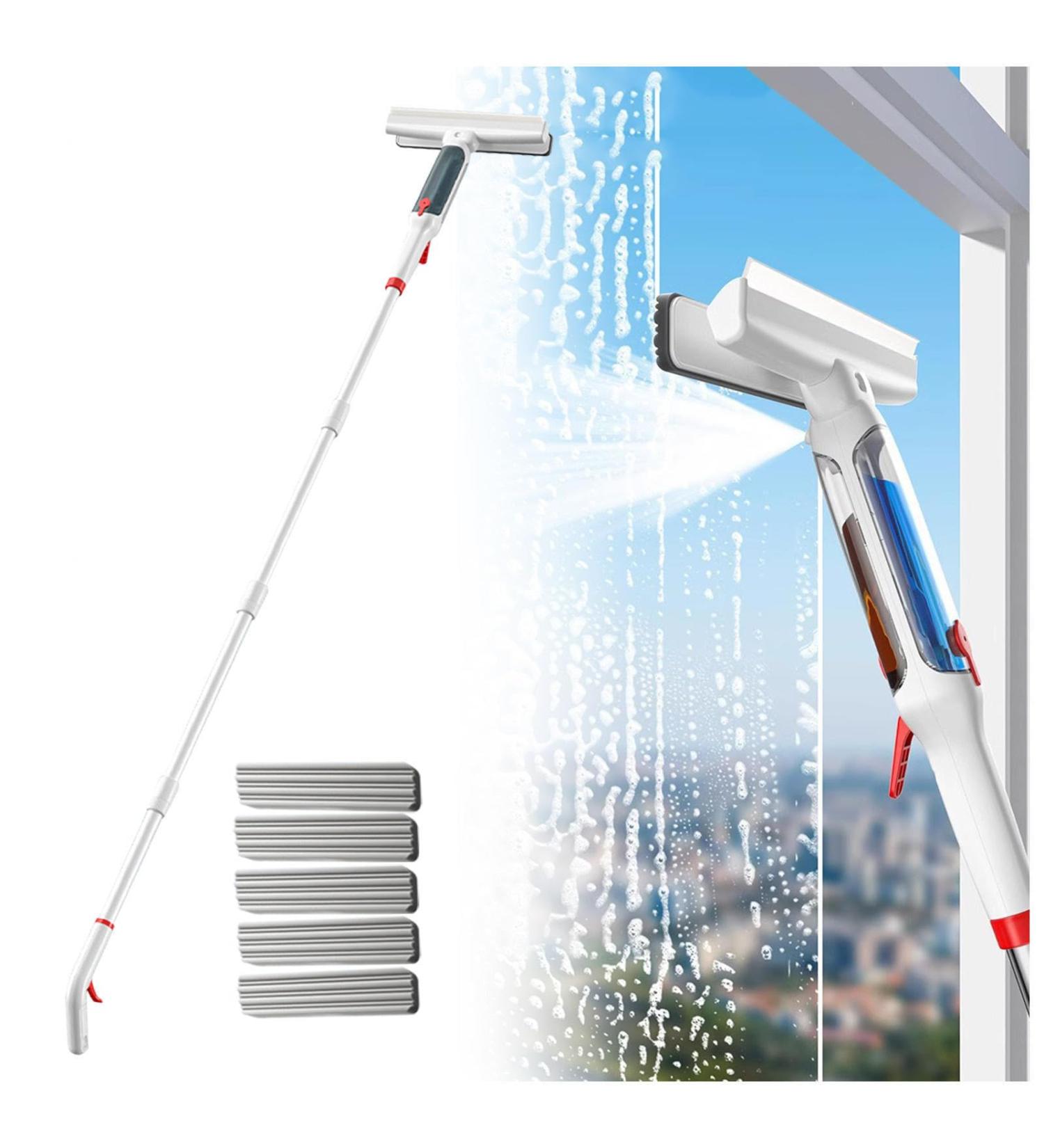 RRRYYYZZ 75'' Spray Window Cleaning Squeegee Kit with 4-Section Extension Pole 4 in 1 Squeegee for Window Cleaning Shower Squeegee for Tile Shower Walls with Sewage Collector and 5 Pads - Buy Online on GoSupps.com