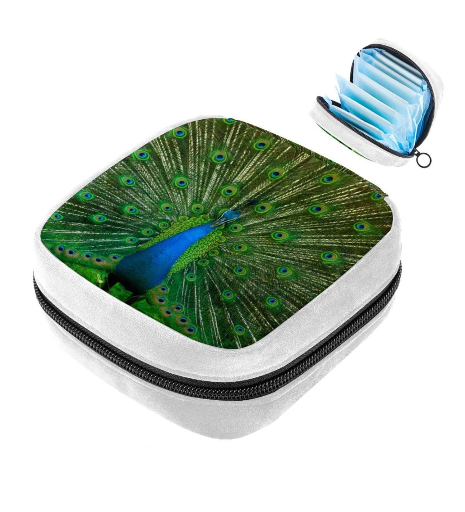 Animal Peacock Color Sanitary Napkin Storage Bag - Period Pad Tampon Makeup Pouch 947 - Buy Online on GoSupps.com