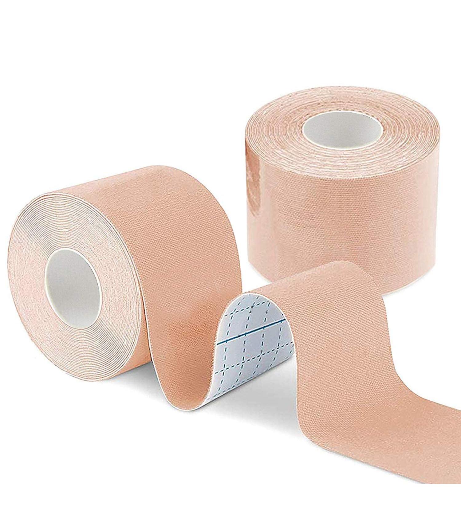 Skin Color Boob Tape 5m x 5cm (2 Pack) - Professional Grade Kinesiology Tape for DIY Breast Lift, Push Up, and Body Support - Waterproof and Breathable - Buy Online on GoSupps.com