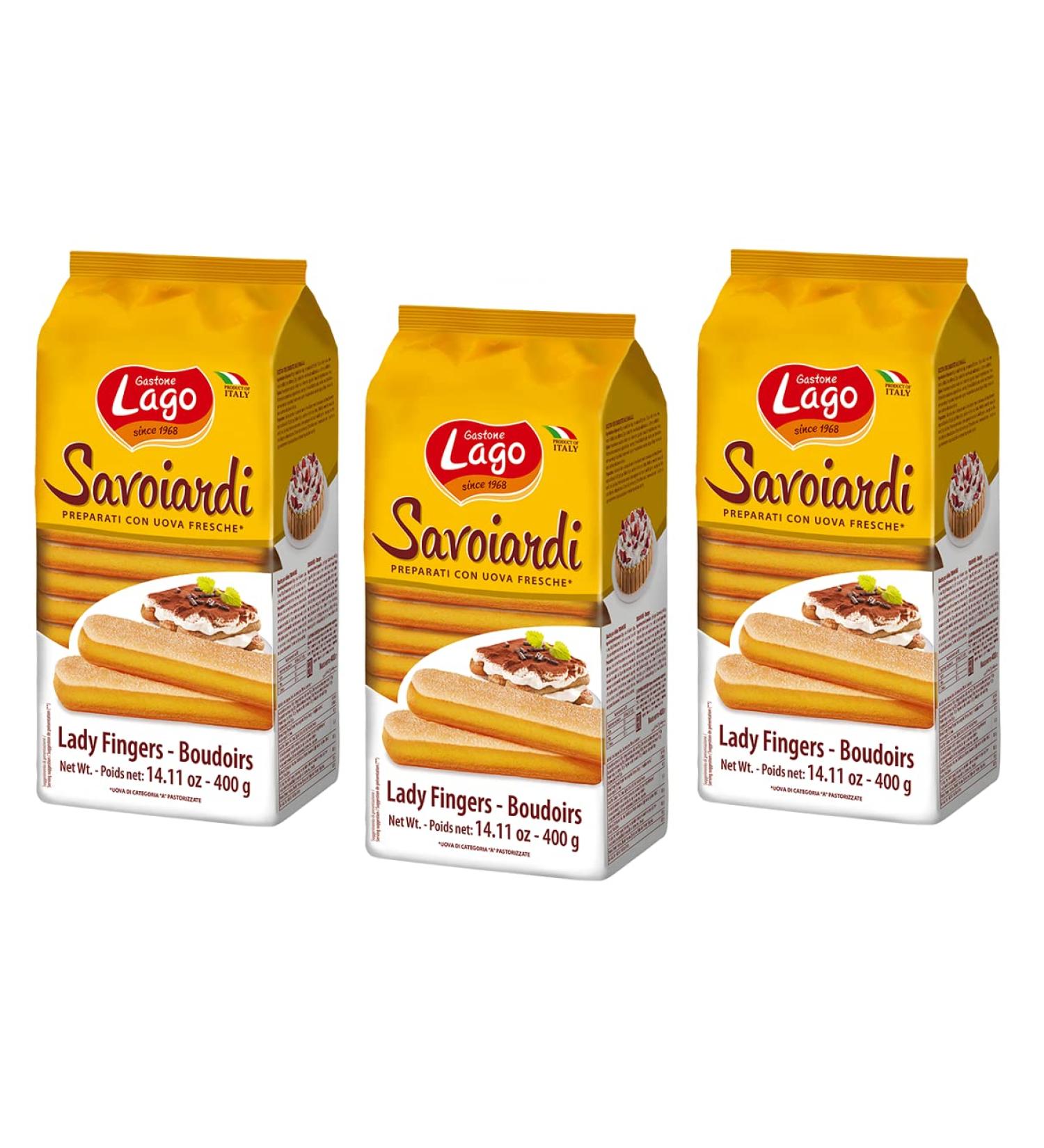  Italian Gourmet E.R. Gastone Lago Savoiardi Pack of 3 traditional Sardinian biscuits lightly sweetened on the surface with a light lemon aroma 400g - Buy Online on GoSupps.com