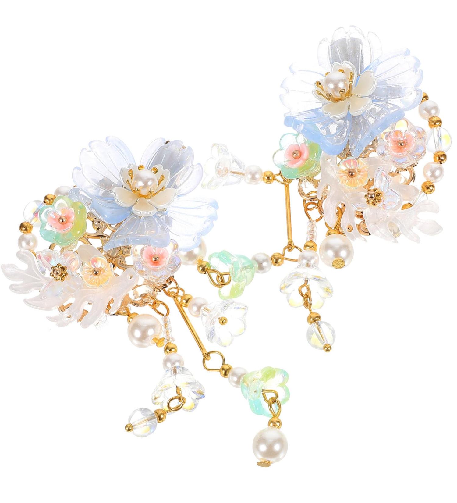 Beavorty 1 Pair Chinese Barrettes Ancient Style Hair Clips Tassel Hairpins Hanfu Hair Accessories Blue - Buy Online on GoSupps.com