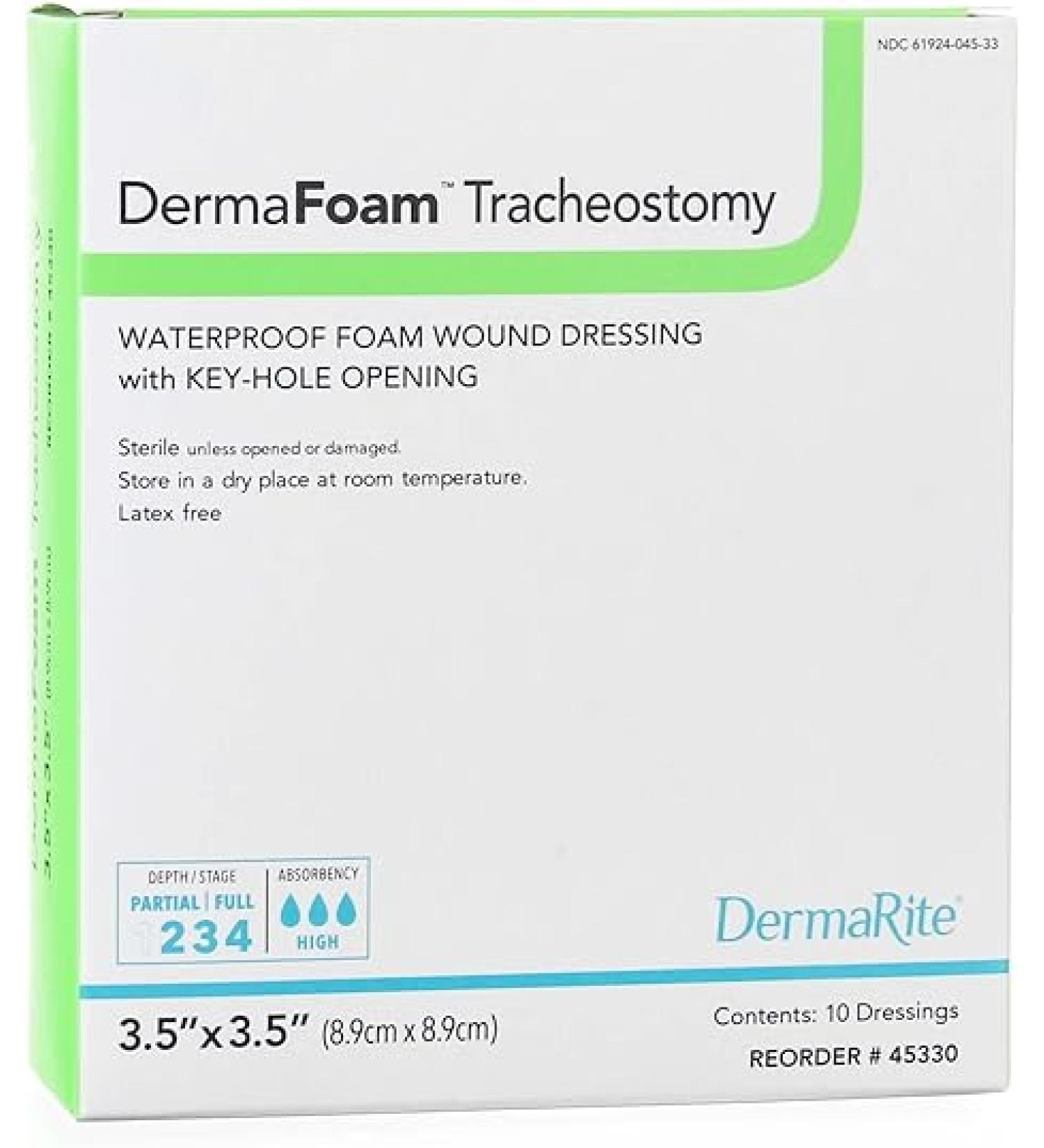 Buy DermaRite Tracheostomy Waterproof Foam Wound Dressing - Key-Hole Opening for Optimal Healing | International Shipping Available - Buy Online on GoSupps.com