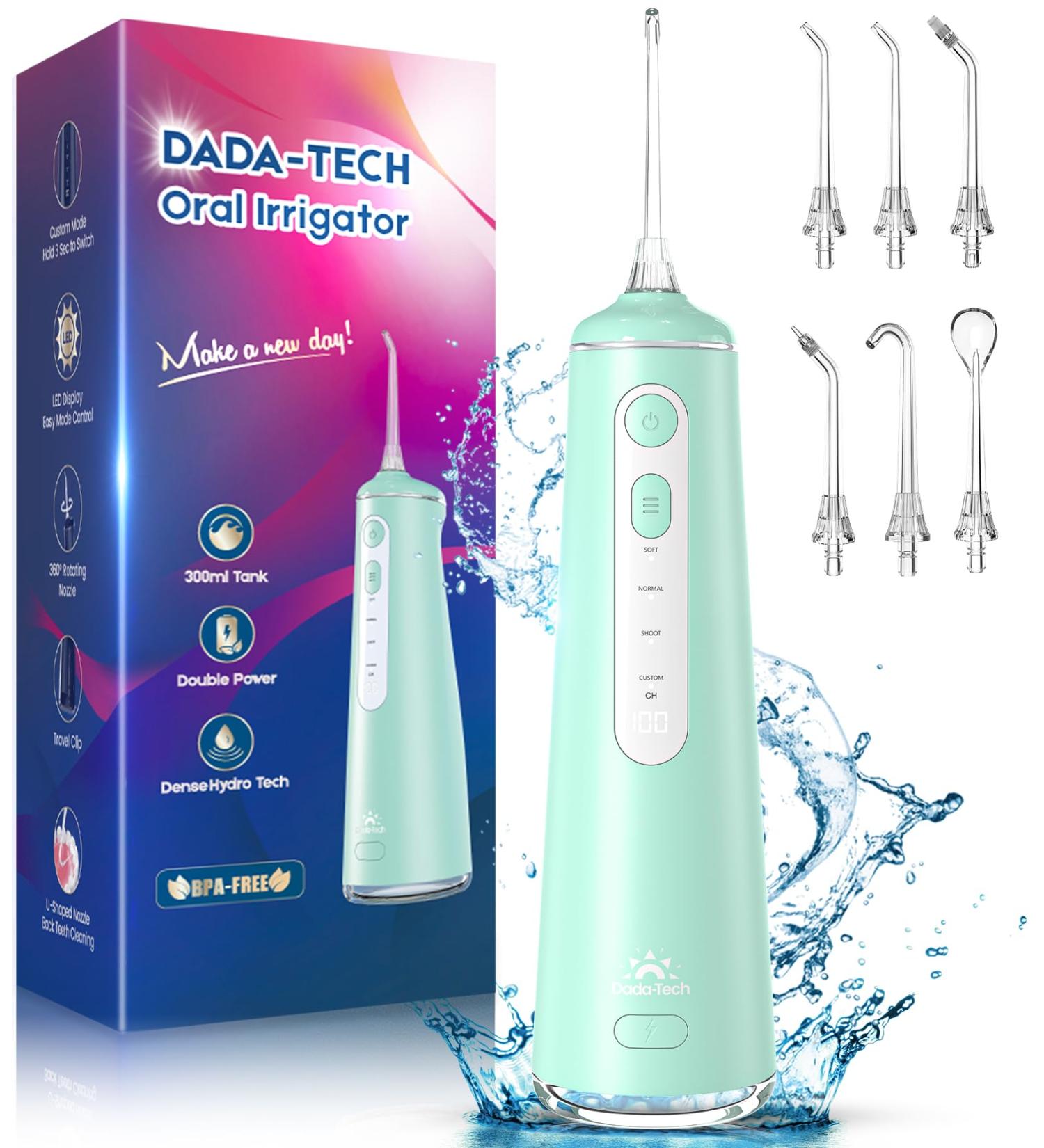 Water Flosser for Teeth - Cordless Oral Irrigator Portable Dental Cleaner with 8 Modes 7 Jets 300ml Tank - Rechargeable Braces Flosser (Green) - International Shipping Available - Buy Online on GoSupps.com