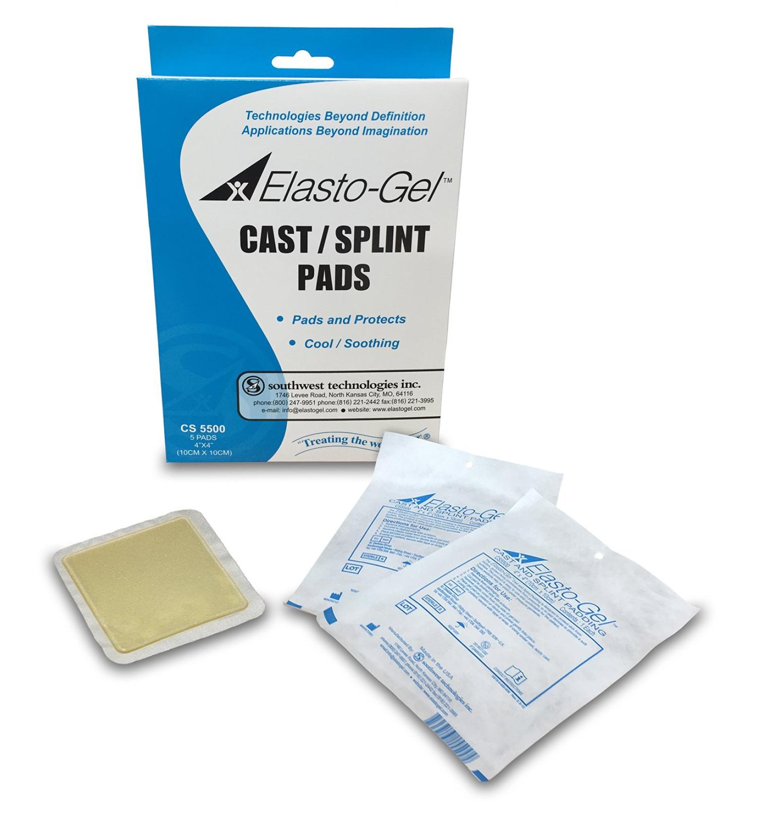 Elasto-Gel Sterile Cast/Splint Pad 5/Box 4"x4"x1/8" thick CS5500