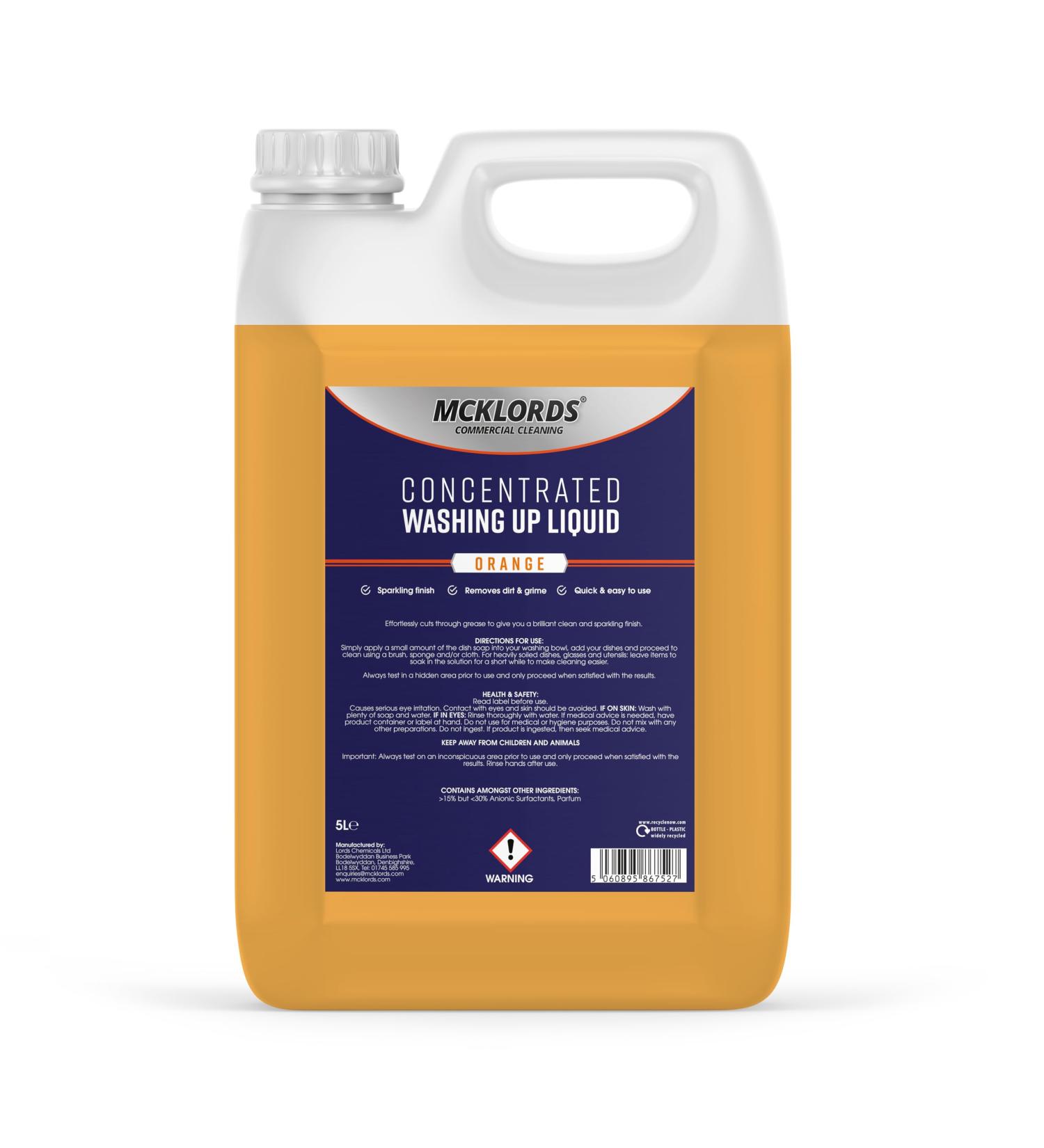 Commercial Concentrated Washing Up Liquid - Orange - 5 Litre - Buy Online on GoSupps.com