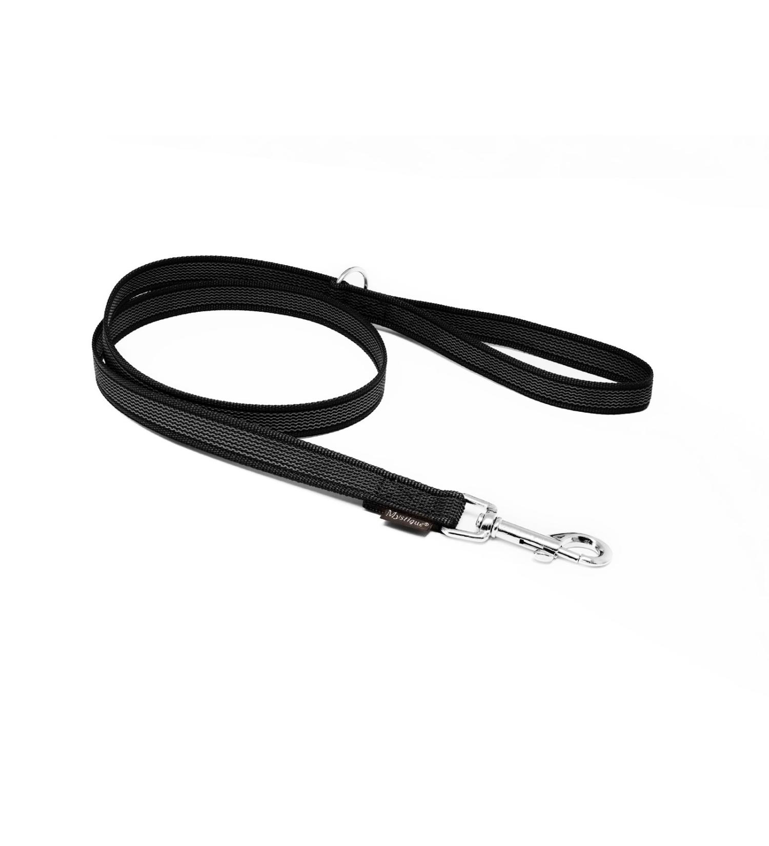 Mystique Rubberized leash 20mm with hand loop standard carabiner black 1m 1m black