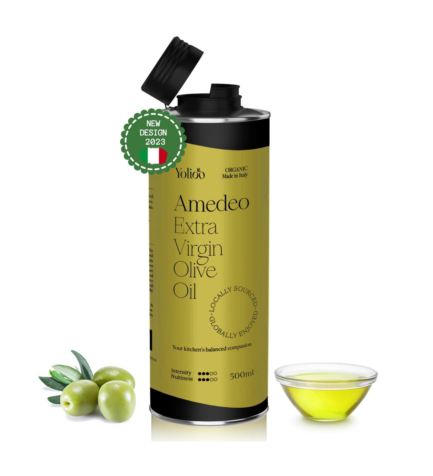 Yolioo Premium Dolce Olive Oil 500ml | Extra Virgin, Organic, Cold Pressed from Fresh Harvest in Tuscany, Italy | Leakproof Bottle | Pack of 1 - Buy Online on GoSupps.com