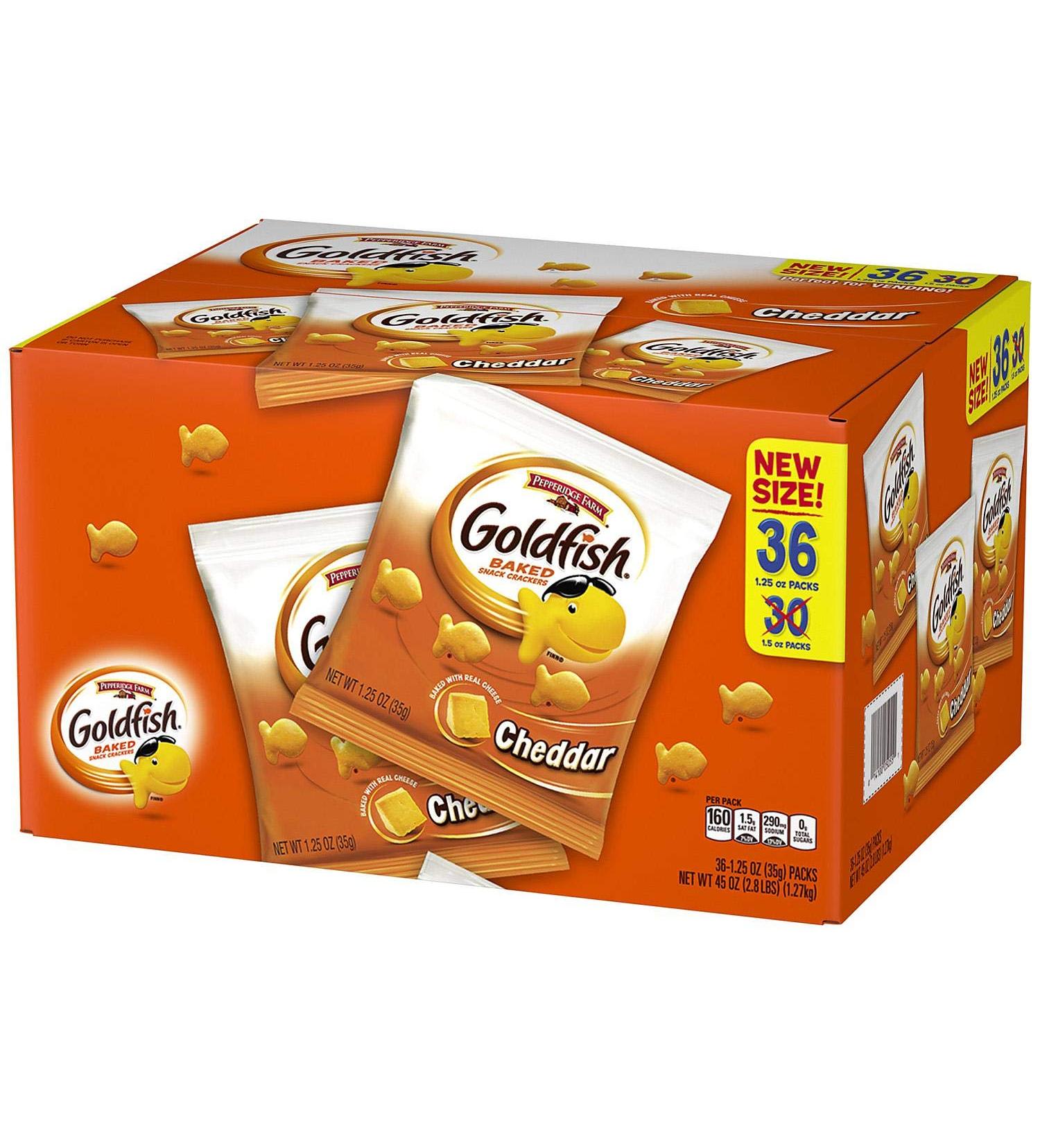  Pepperidge Farm Pepperidge Farm Cheddar Goldfish Crackers 36 sachets of 35g each - Buy Online on GoSupps.com