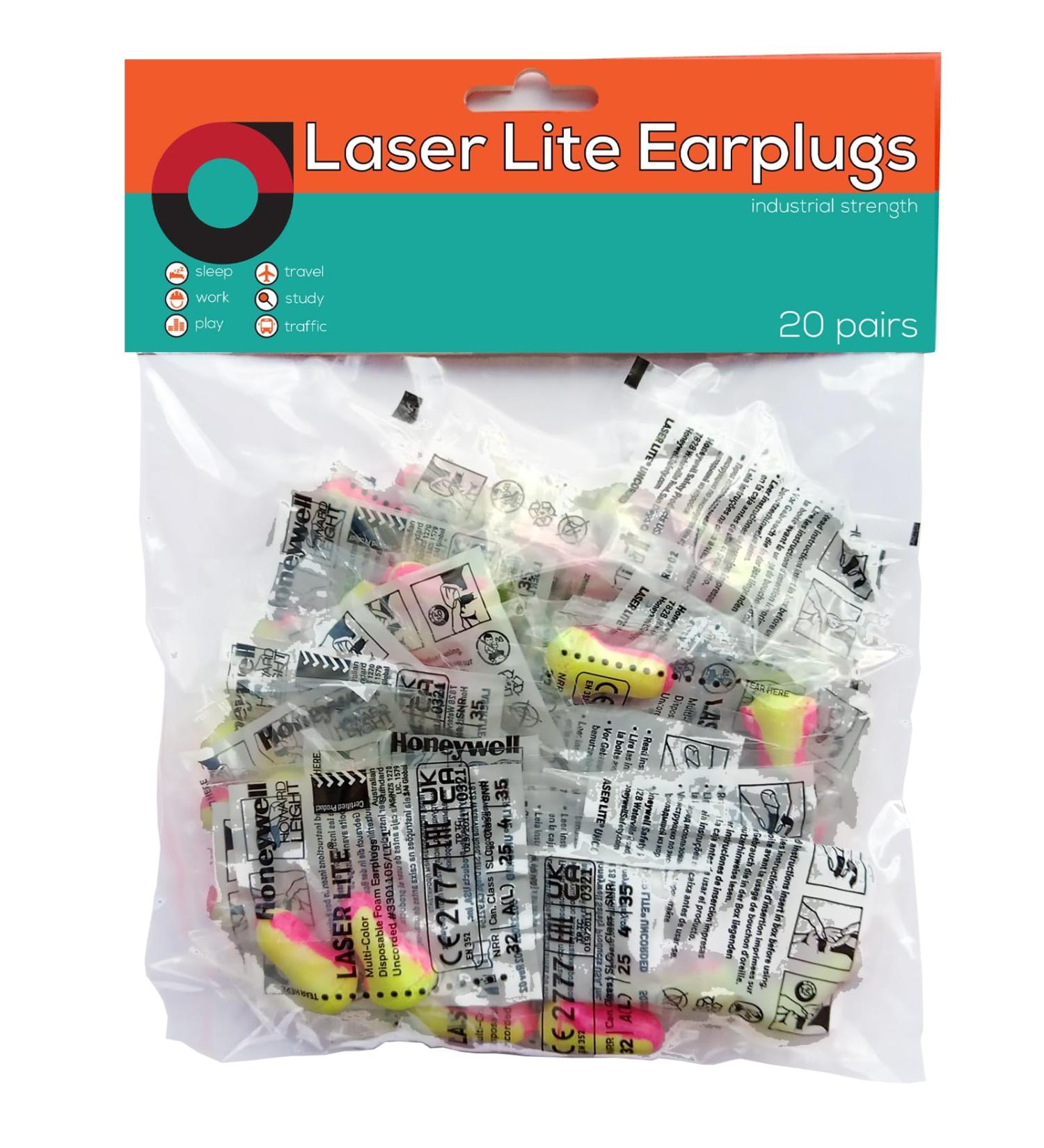Howard Leight Laser Lite from Sense - 20 Pairs Soft Foam Ear Plugs - 35db SNR for Sleeping, Travel, Concerts - Noise Cancelling Earplugs - Buy Online on GoSupps.com