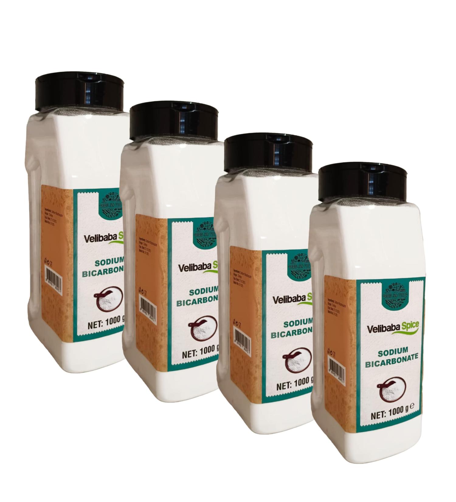 Velibaba Sodium Bicarbonate All Purpose Bicarbonate of Soda Baking Cleaning Bath Bombs Odour and Teeth Pure Baking Soda Gluten Free Non-GMO Vegan Friendly Easy Use 1000 gr (Pack of 4) Sodium Bicarbonate (Pack of 4) - Buy Online on GoSupps.com