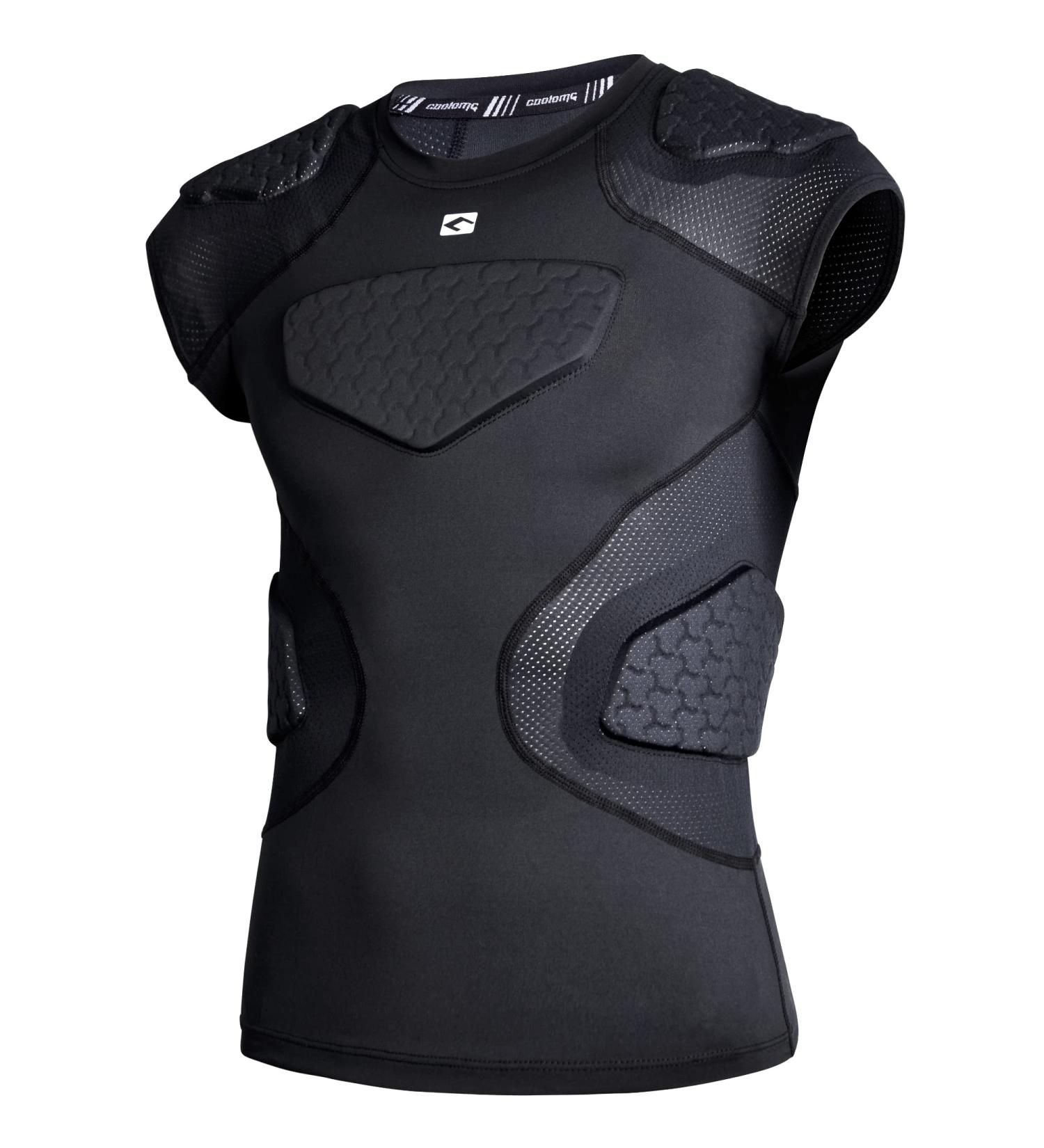 Coolomg Children's Padded Compression Shirt - Youth Football Protector for Sports | Rib & Shoulder Protection for Football Basketball Baseball - Buy Online on GoSupps.com