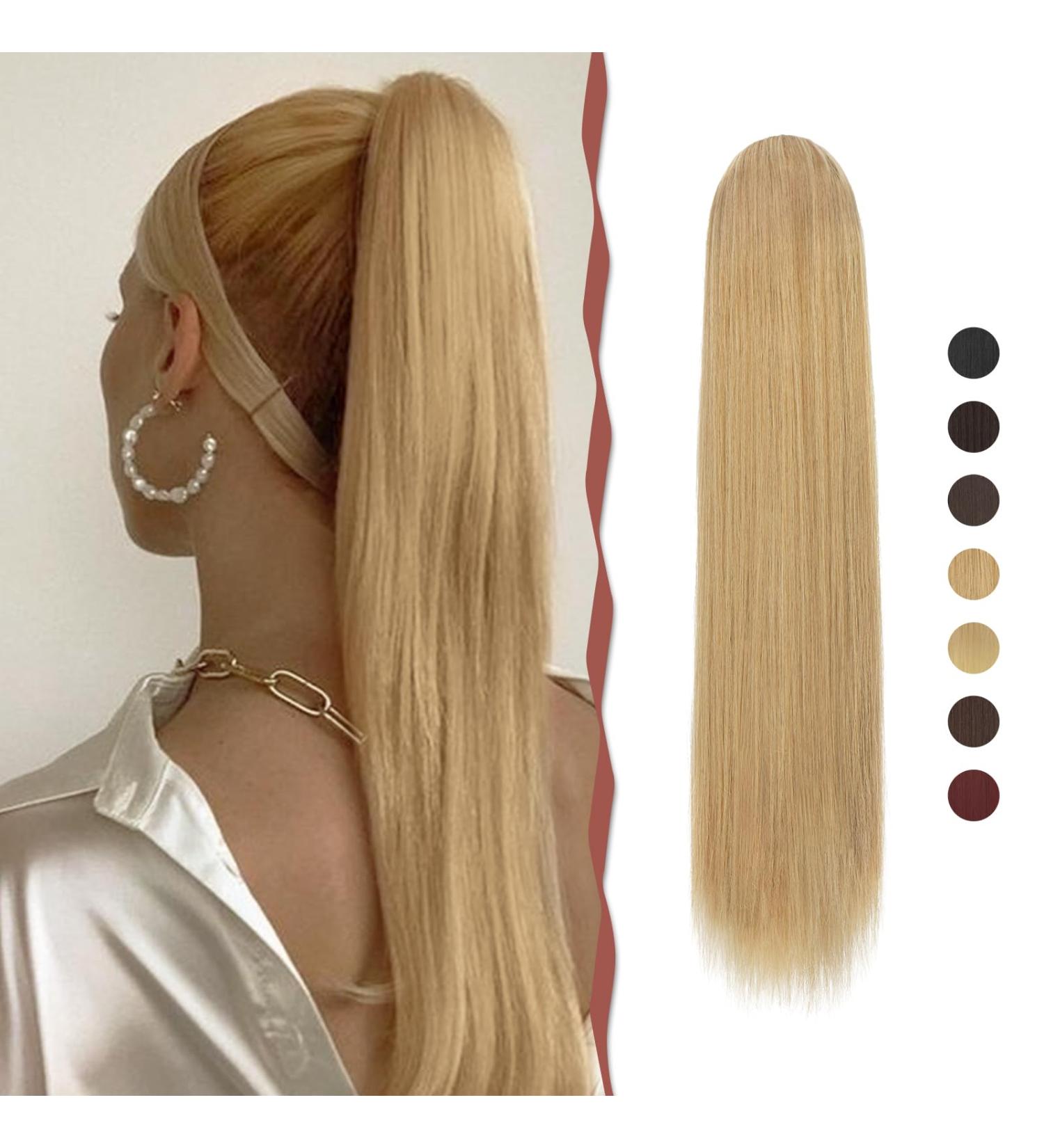 Buy Sofeiyan 60cm Ponytail Hair Extension - Natural Soft Synthetic Straight Braid in Strawberry Blonde Mixed Bleaching Blonde - Perfect for Women - Buy Online on GoSupps.com