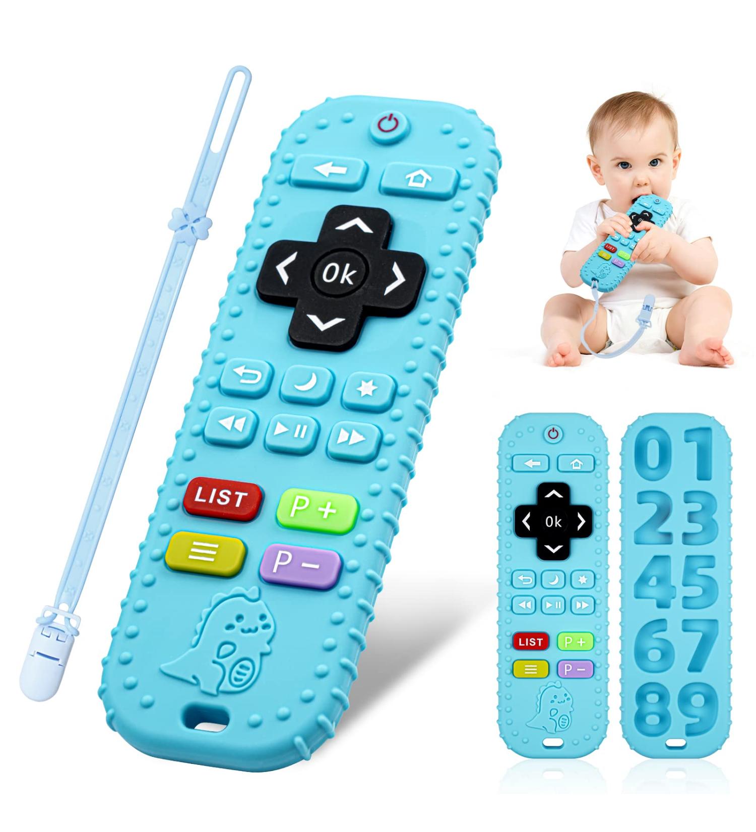 Silicone Remote Teething Toy for Baby | Chew Toys with Pacifier Clip | Sensory Toys for Infants 3-6-12 Months | Baby Gifts for Boys and Girls - Buy Online on GoSupps.com