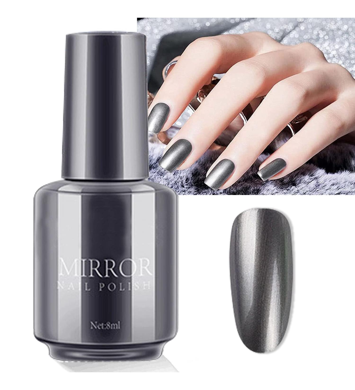 Holographic Nail Mirror Polish - Black & Platinum Glitter for Stunning DIY & Professional Nail Art - Buy Online on GoSupps.com