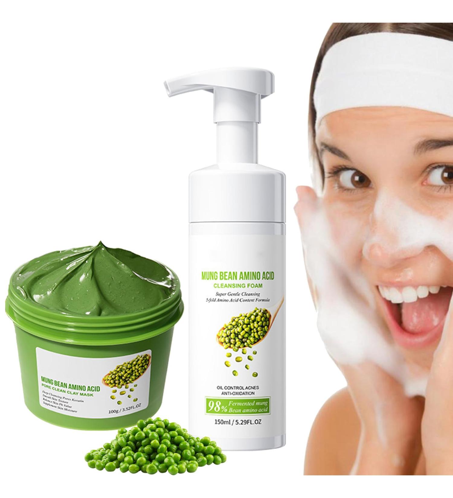 Skin Care For Teenage Girls Gift Set Skin Care Sets & Kits Mung Bean Foam Cleanser&Clean Clay Mask For Sensitive Skin Pore Cleaning Blemish Control Cleanser Set Reduce Acne Pamper Gifts For Her Women - Buy Online on GoSupps.com