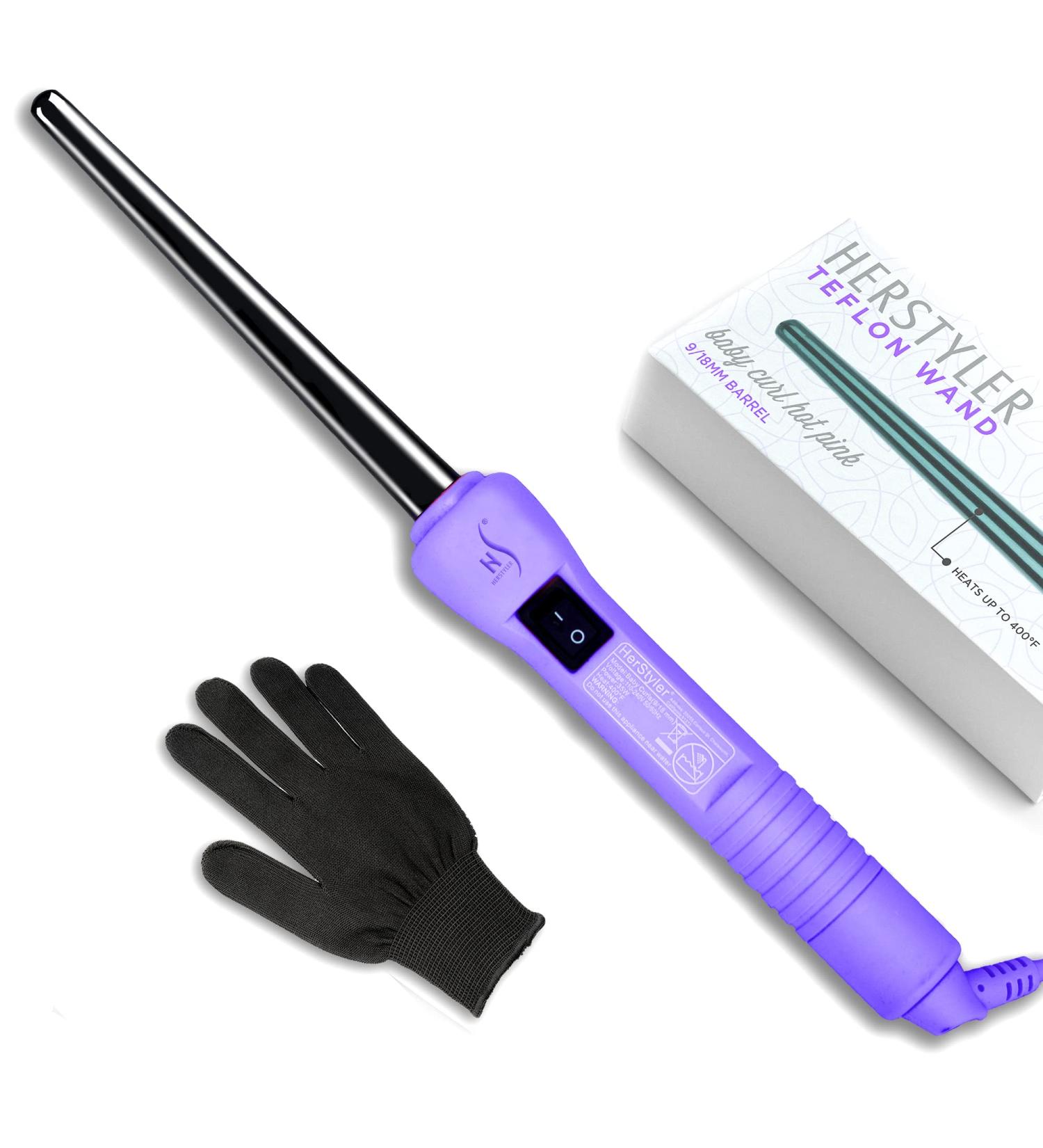 HerStyler Baby Curls Mini Curling Iron | 9mm-13mm Tapered Barrel | Dual Voltage Thin Curling Wand for Perfect Curls | International Shipping Available - Buy Online on GoSupps.com