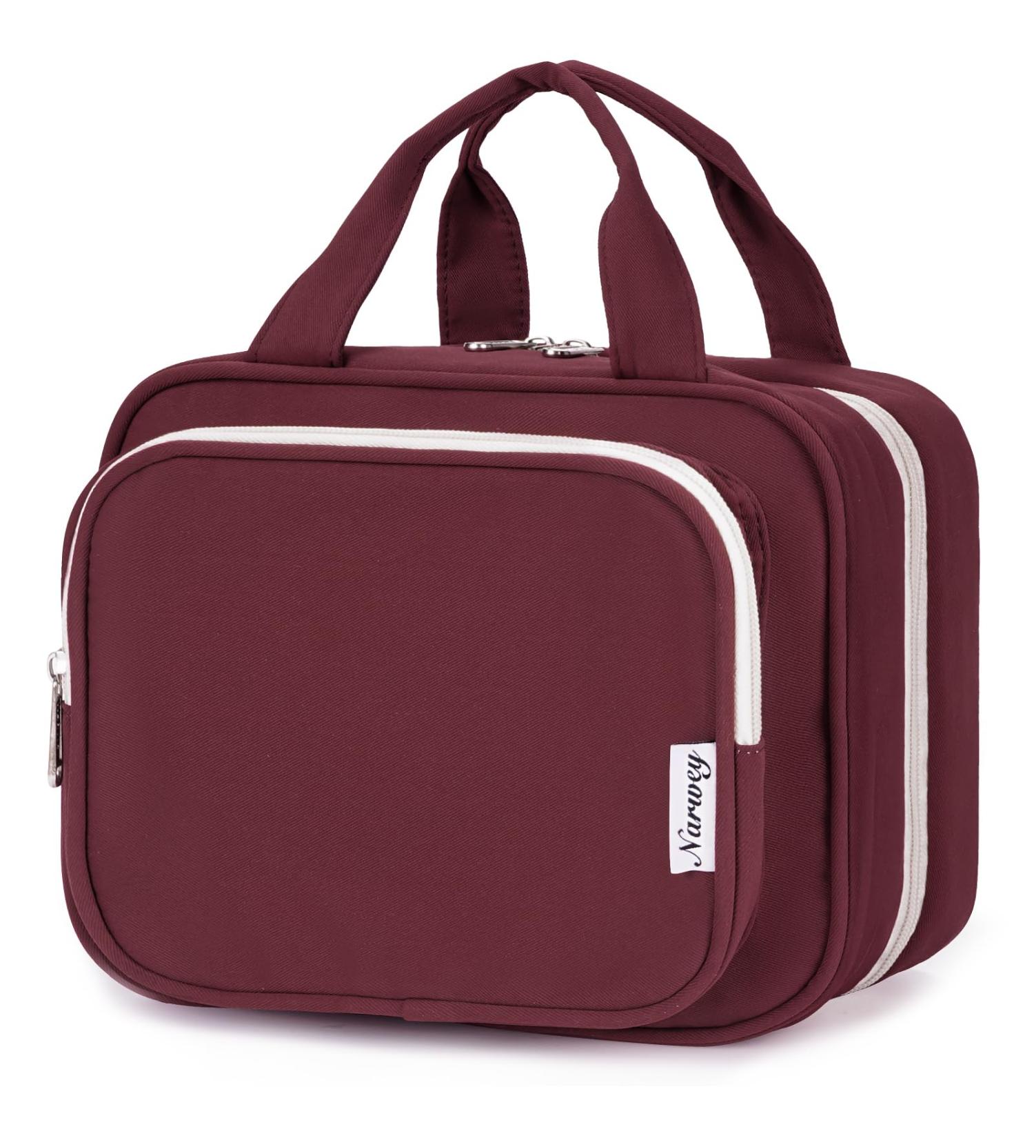 Narwey Hanging Travel Toiletry Bag for Women - Wine Red (Large) | Organizer for Cosmetics, Makeup, and Travel Size Accessories - Buy Online on GoSupps.com