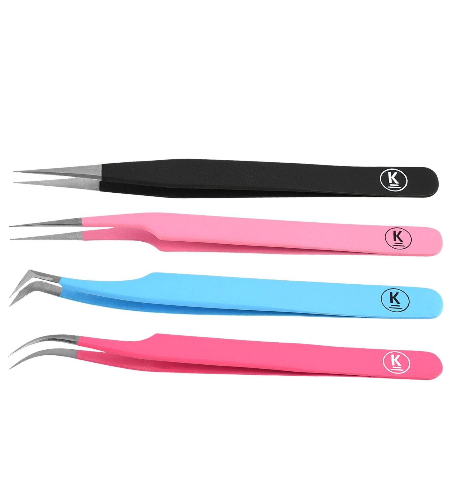 K-Pro Eyelash Extension Tweezers Set - Precision Tools for False Eyelashes & Cosmetics in Stylish Case | International Shipping Available - Buy Online on GoSupps.com