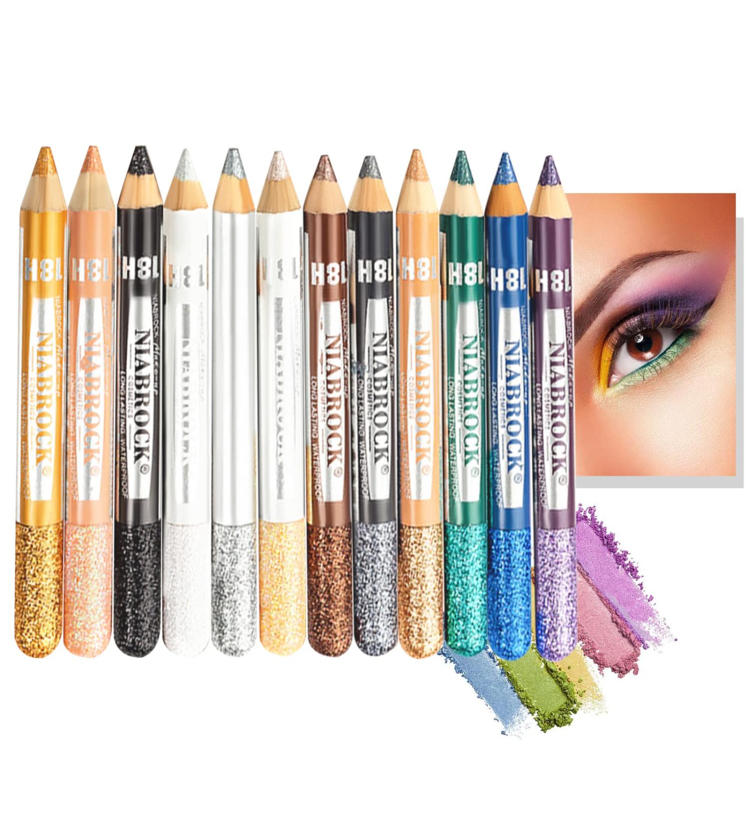 Buy Mimore 12 Color Eyeshadow Pencil Set - Glitter Waterproof Eyeliner & Luminous Shadow Stick - Professional Makeup for Stunning Eyes - Buy Online on GoSupps.com