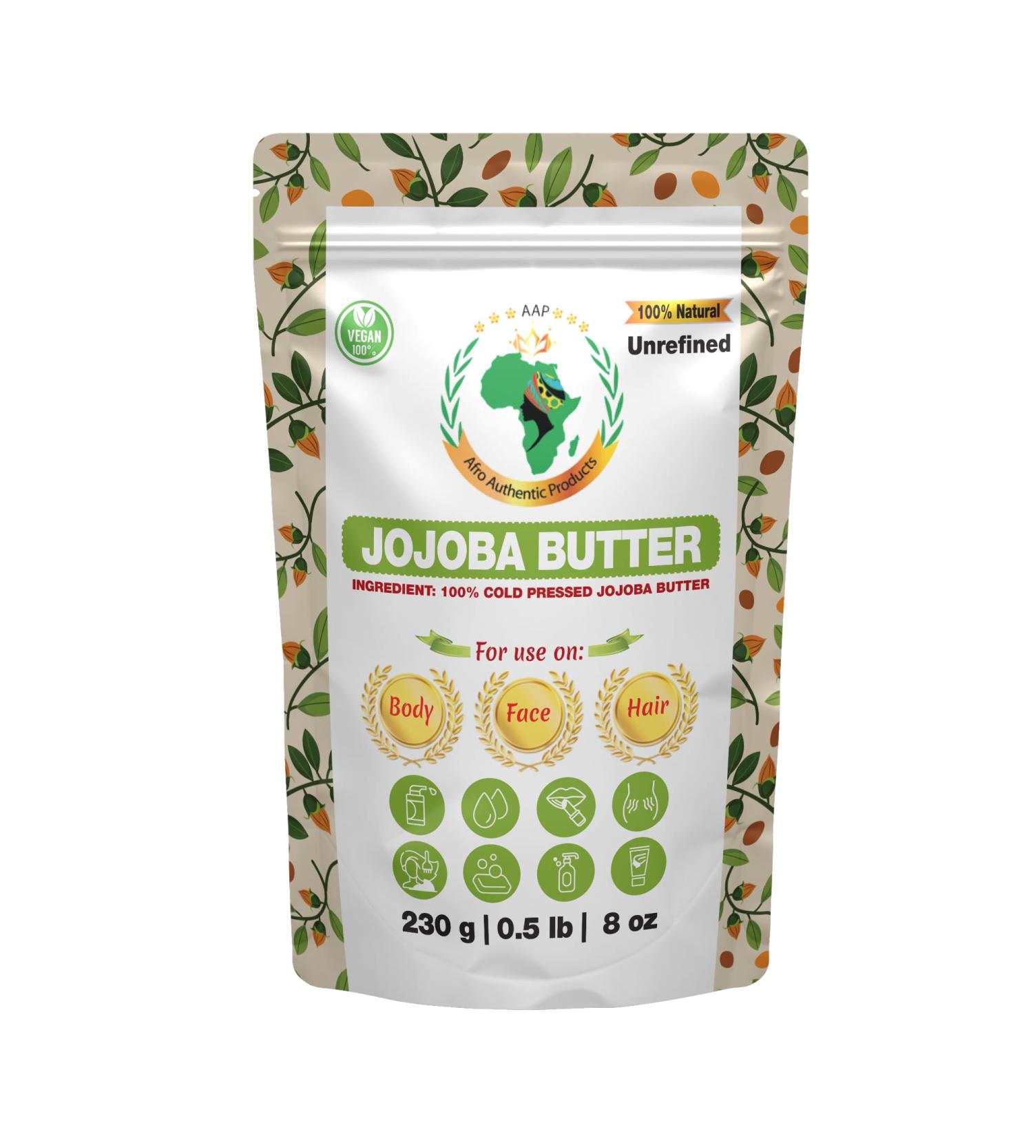 Authentic Raw Jojoba Butter | Butter | For DIY Face Body Hands | Unrefined | 100% Pure| Organic from Africa | Resealable Bag | 0.5 LB (230g)