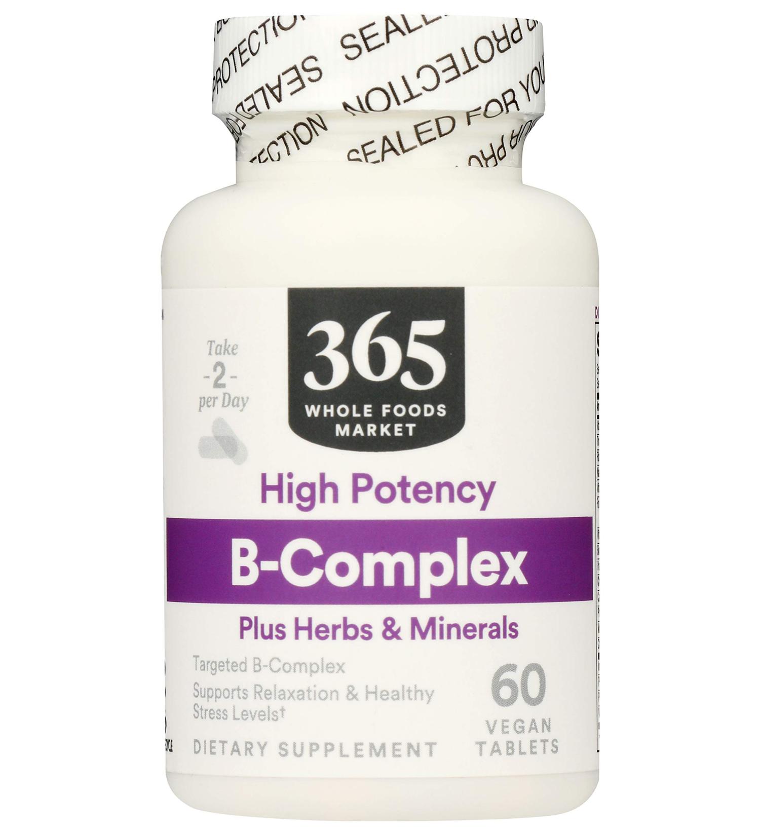 365 Whole Foods Market Vitamin B Complex | High Potency Herbal Support | 60 Tablets - Buy Online on GoSupps.com
