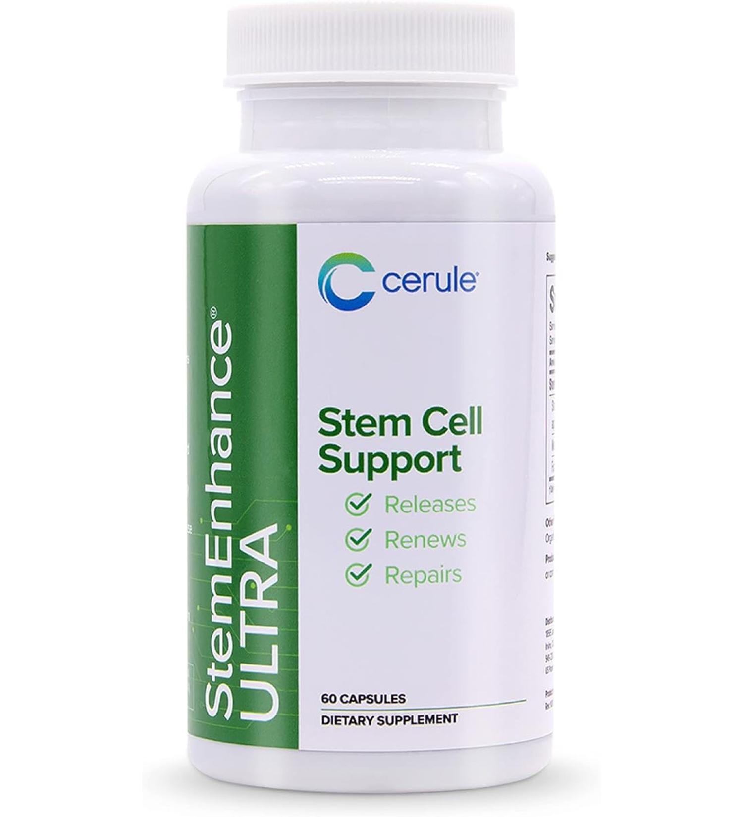 Cerule StemEnhance Ultra Stem Cell Support Supplement with Extracts from Freshwater Microalgae and Marine Macroalgae to Help Increase Circulating Adult Stem Cells and Promote Healing - Buy Online on GoSupps.com