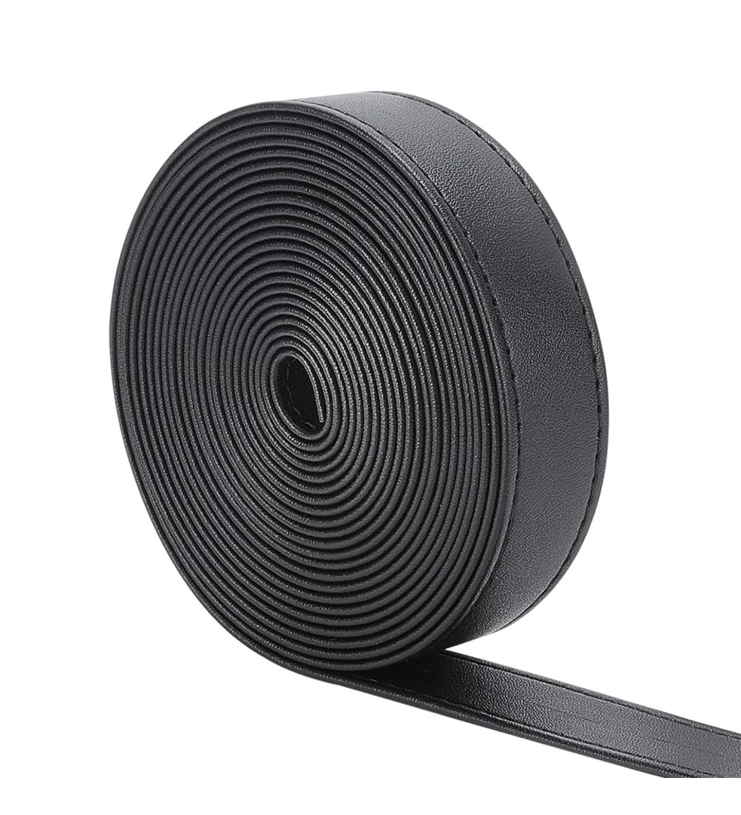 Wadorn 2.5cm Double-Sided PU Leather Belt Strip - 4m Flat Cord for DIY Pocket Straps & Watch Bracelets - Black - Buy Online on GoSupps.com