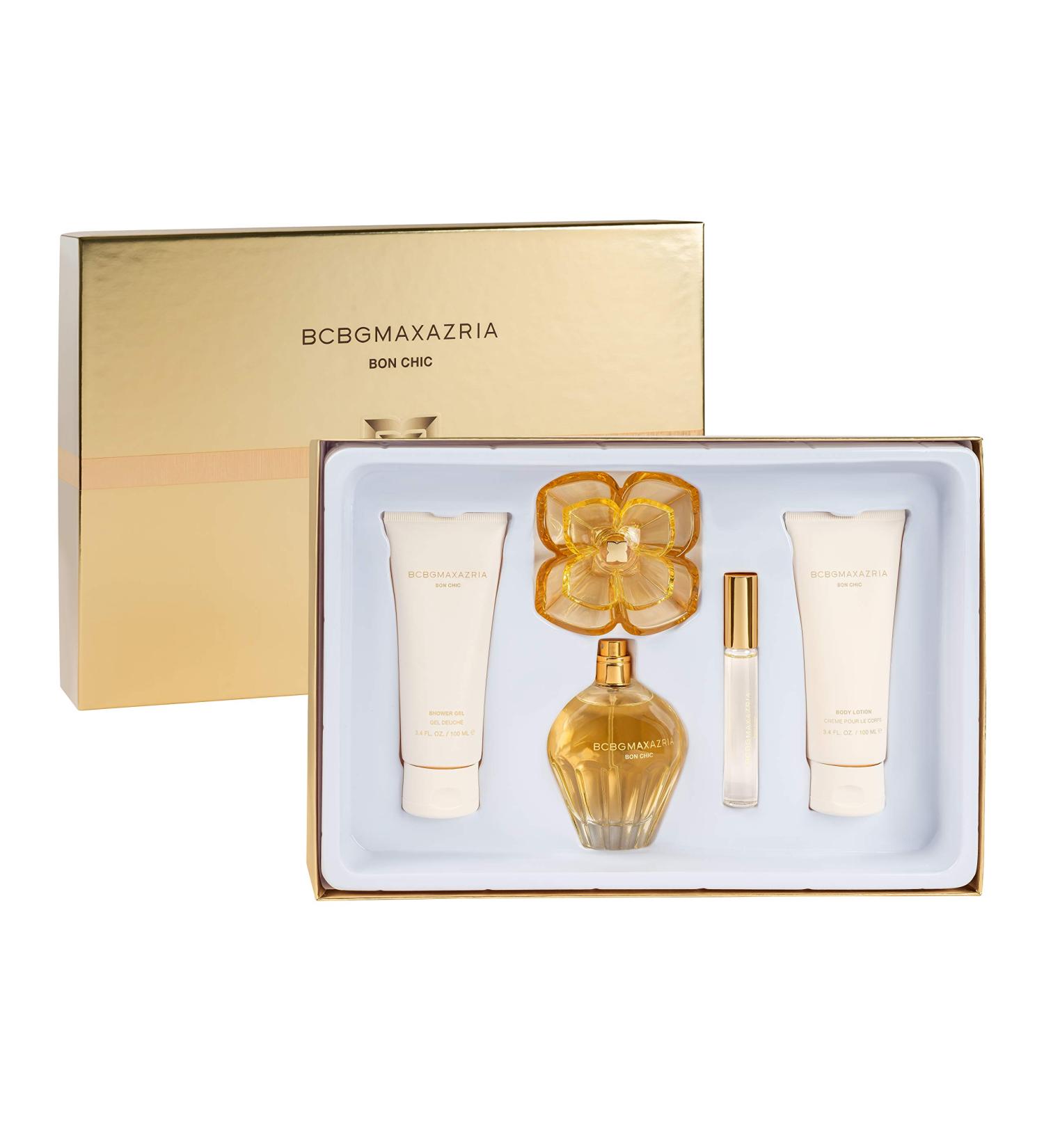 BCBGMAXAZRIA Bon Chic 4 Piece Fragrance Giftset for Women - (3.4oz/100ml EDP Perfume + 3.4oz/100ml Body Lotion + 3.4oz/100ml Shower Gel + 10ml EDP Rollerball) Orange Raspberry Vanilla 3.4 Fl Oz (Pack of 1) - Buy Online on GoSupps.com
