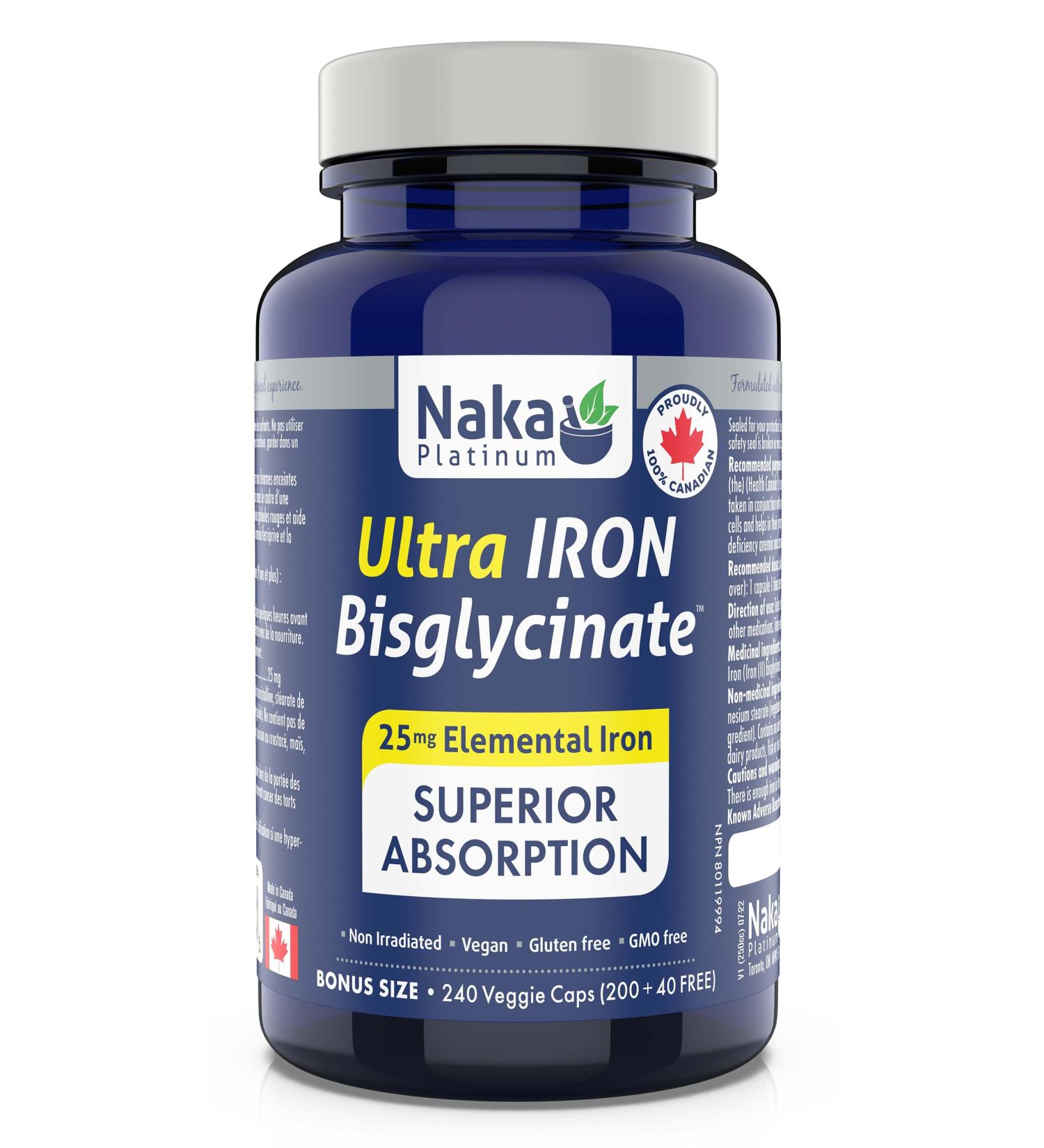 240 vcaps Iron Bisglycinate 25 mg Elemental Iron Superior Absorption Made in Canada (240 caps) 240 count (Pack of 1) - Buy Online on GoSupps.com