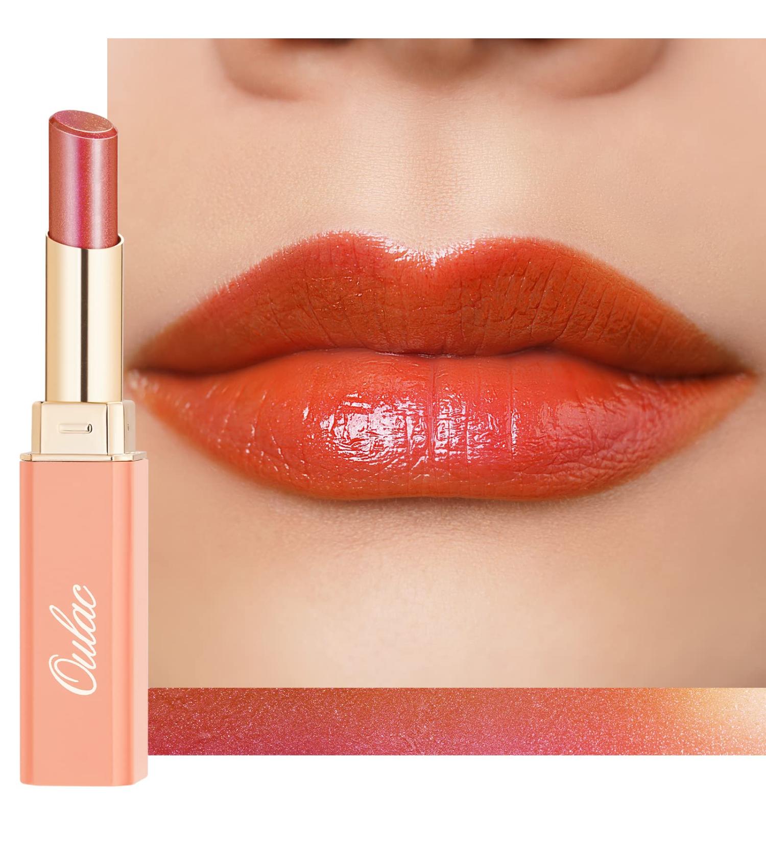Oulac 2-in-1 Shimmering Lipstick & Lip Balm - Vegan Copper Lip Care for Hydrated Juicy Lips | Shine & Repair Dry Cracked Lips (S01) - Buy Online on GoSupps.com