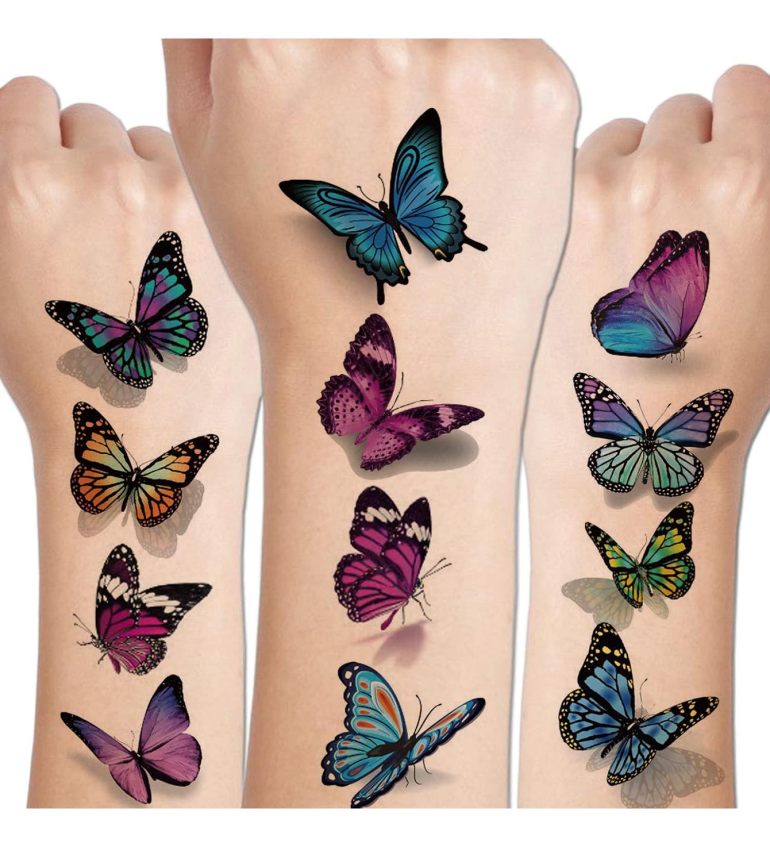 CHARLENT Butterfly Tattoos- 120 Realistic 3D Temporary Tattoos for Women & Girls - Ideal for Party Favors & Decoration - Buy Online on GoSupps.com