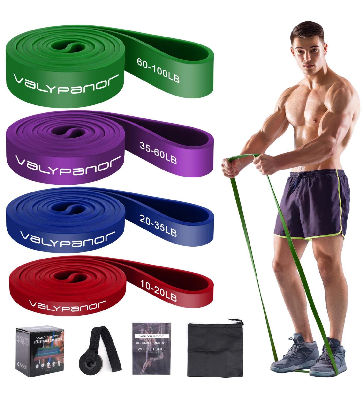 Valypanor Resistance Tapes - 4 Levels of Fitness Straps for Strength Training Yoga Pilates & CrossFit | Includes Door Anchor & Storage Bag - Buy Online on GoSupps.com