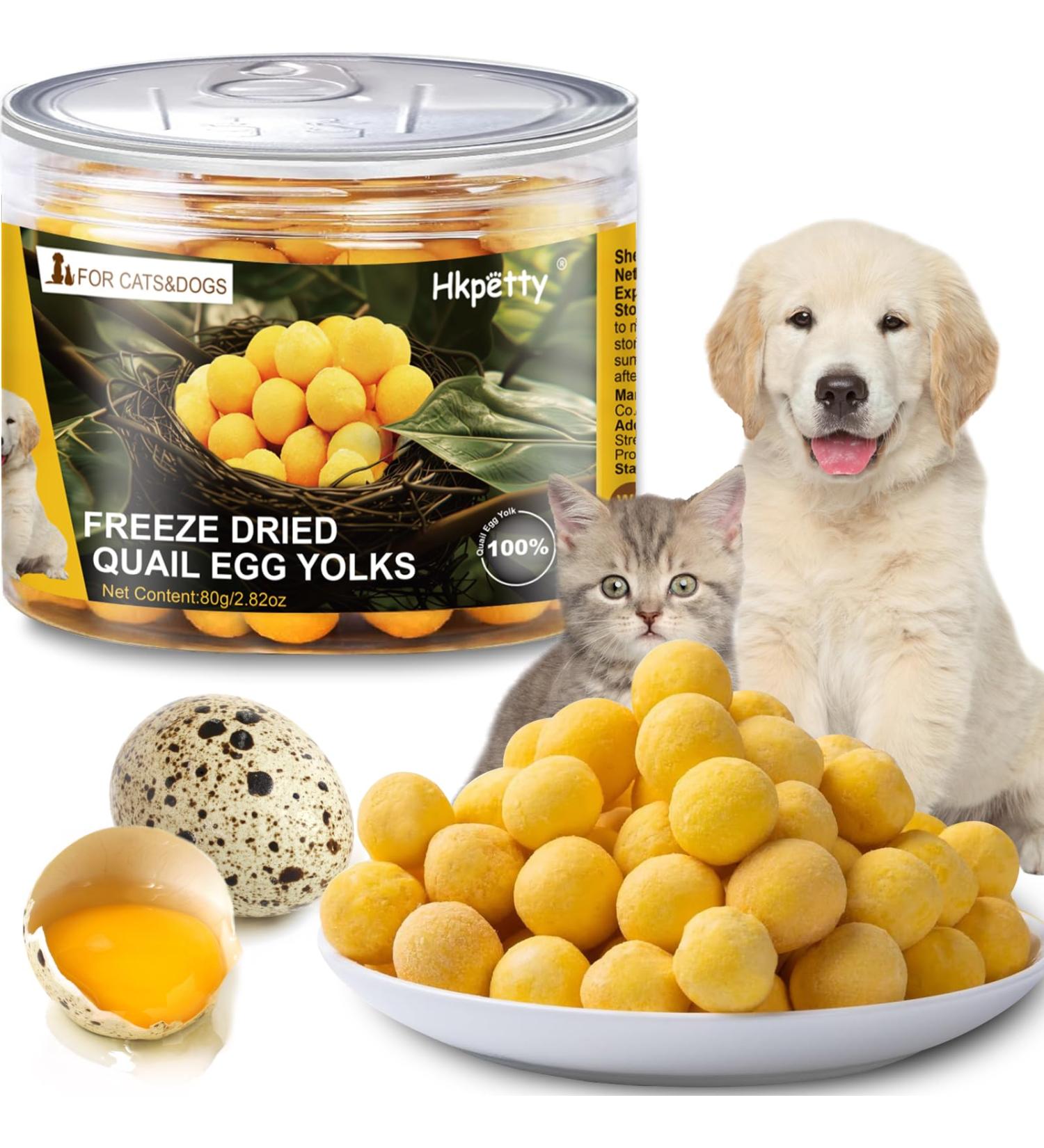 Freeze Dried Quail Egg Yolk Treats for Cats Dogs Increase Appetite All Natural Freeze-Dried Limited Ingredient Quail Egg Yolk Pet Snacks Increase Nutrition Healthy Training Treats for Dogs Puppy - Buy Online on GoSupps.com