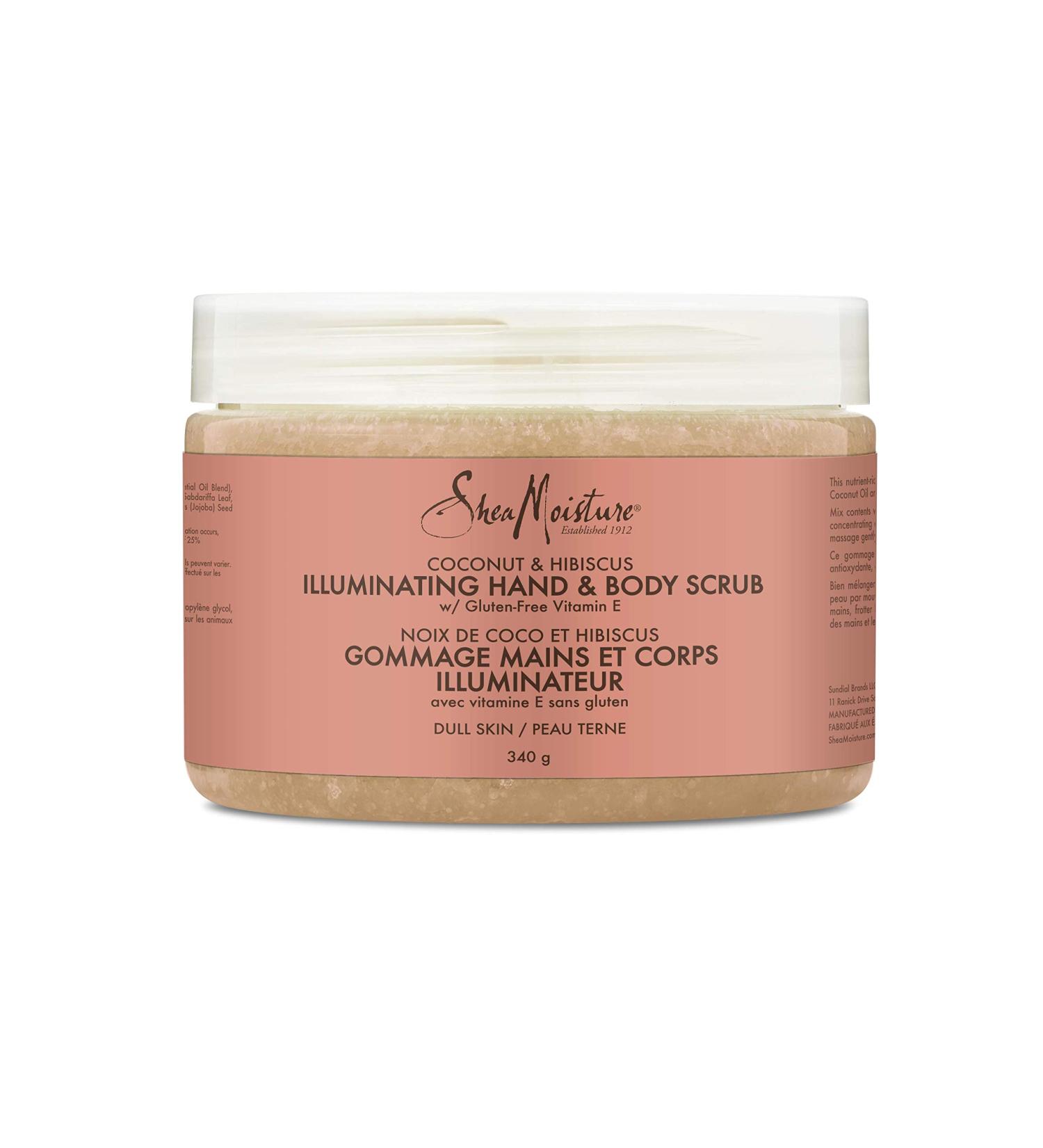 Shea Moisture Illuminating Hand & Body Scrub for dull skin Coconut & Hibiscus gluten free 340 g - Buy Online on GoSupps.com