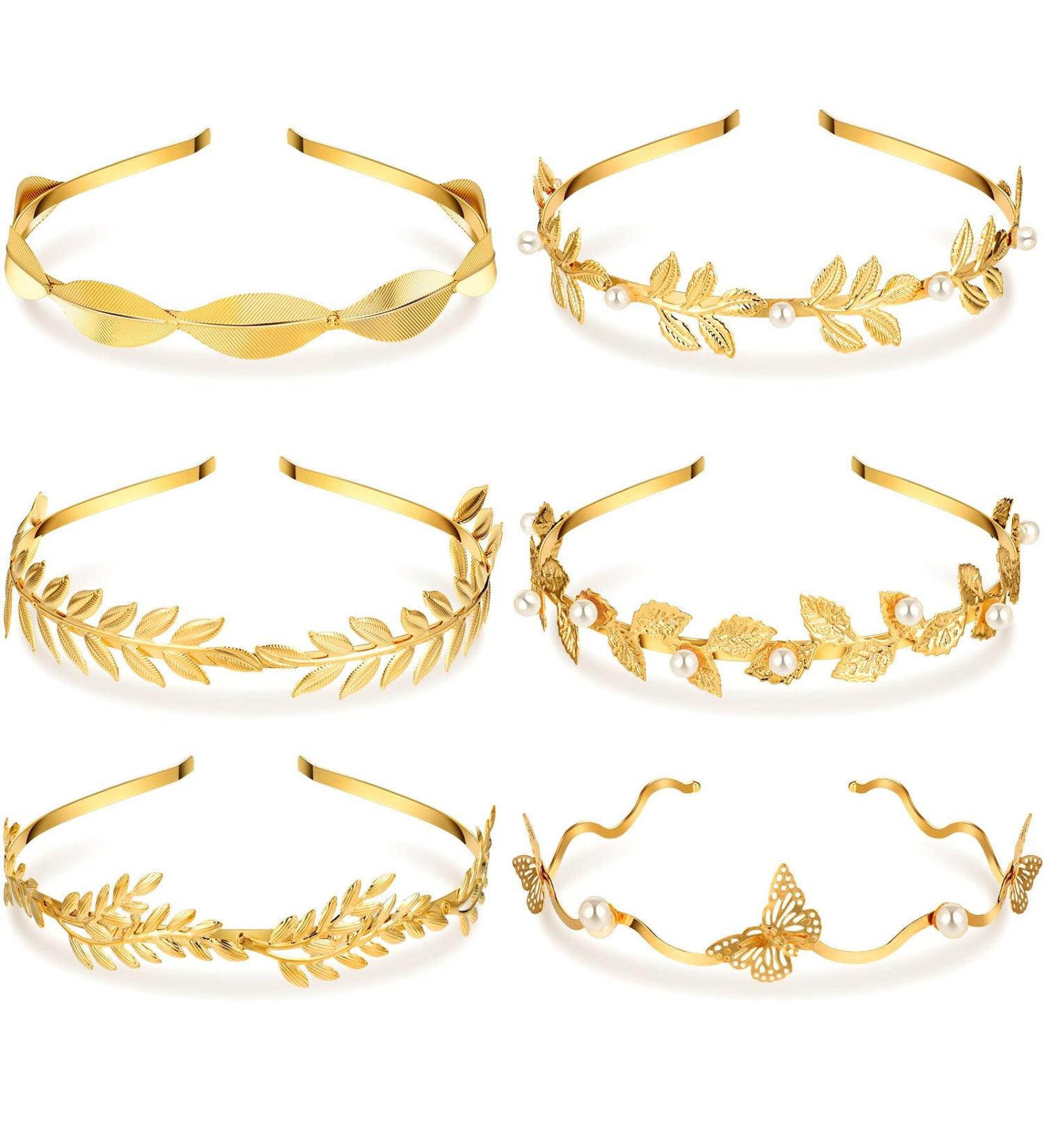 Kacctyen 6 Pcs Gold Leaf Wedding Headbands Set - Bridal Tiara with Faux Pearls - Greek Queen Crown Headpiece for Women - Costume Hair Accessories - Buy Online on GoSupps.com