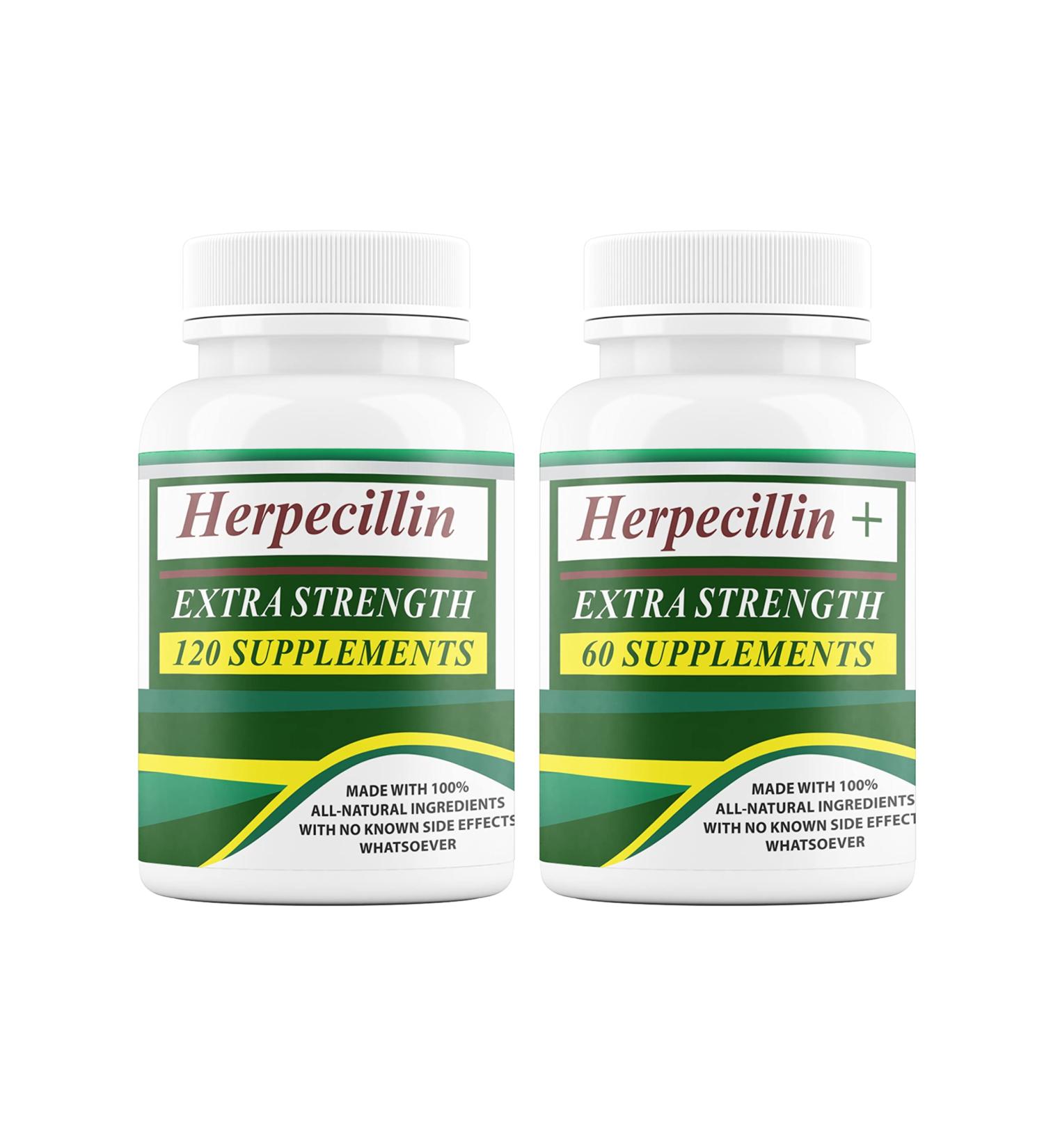Herpecillin & Herpecillin Plus: Immune Support for Cold Sores, Genital & Shingles Outbreaks - 180 Supplements - Buy Online on GoSupps.com
