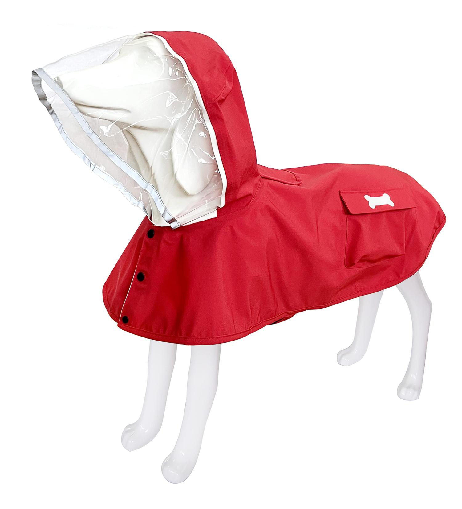 Dog Waterproof Raincoat with Poncho Hoodie | High Reflective Yellow Pet Jacket for Medium Dogs | Red - Buy Online on GoSupps.com
