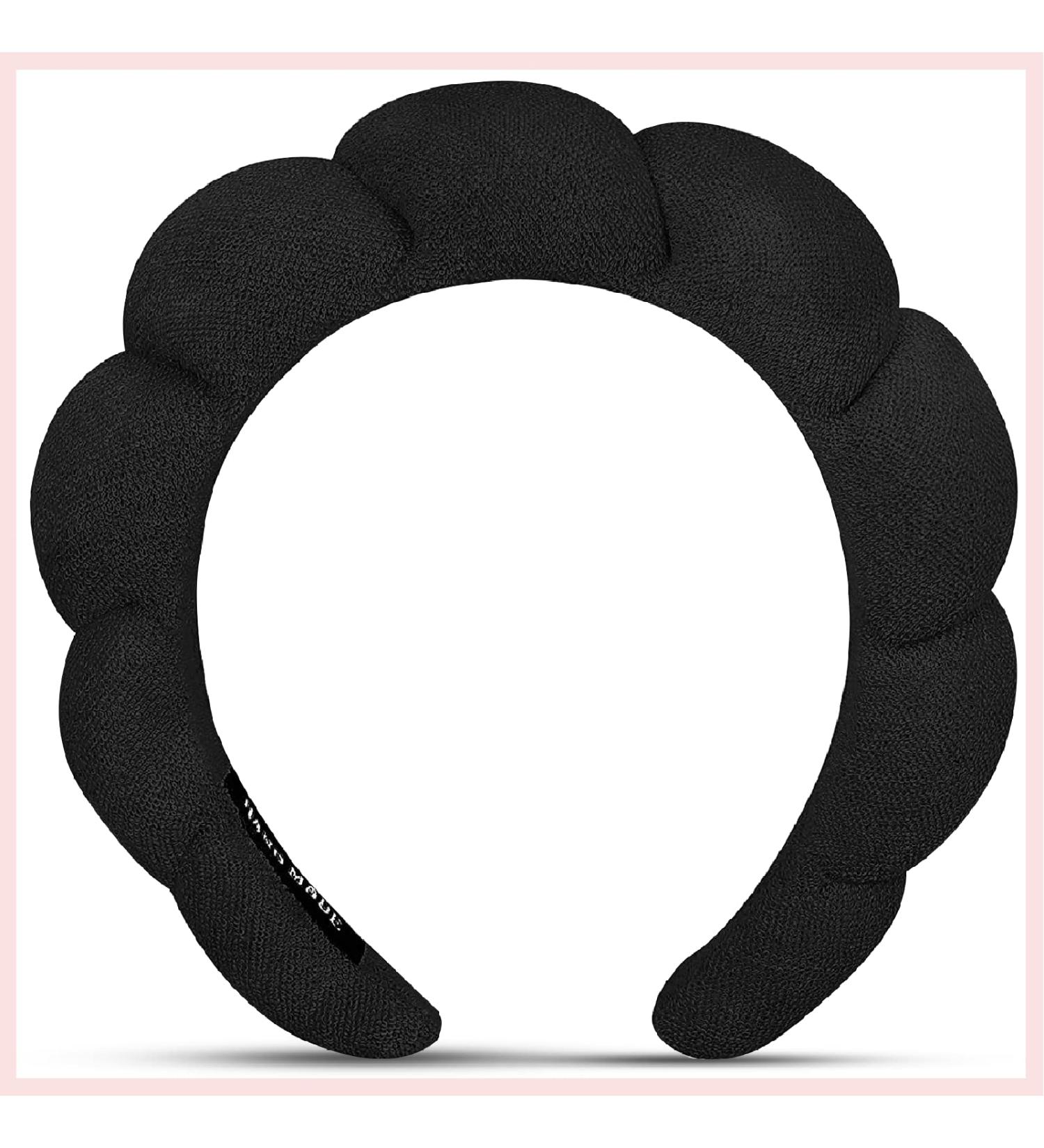 Bubble Headband for Women - Non-Slip Spa Headband for Washing, Makeup, Skincare - Puffy Headwear (Black) - Buy Online on GoSupps.com