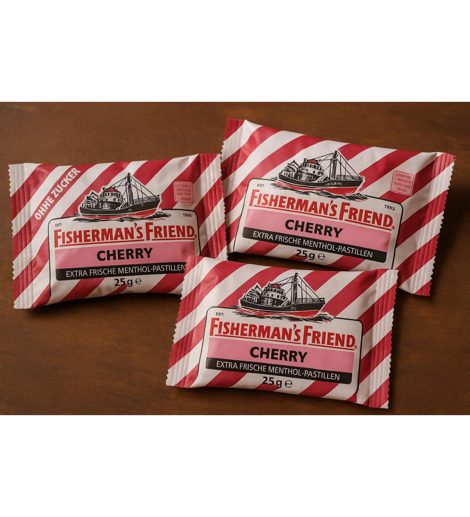 3x25g - Lot de 3 Bonbons Menthol s - CERISE - Rafraichissants et Id al pour Soulager la Gorge - Parfait pour les Amateurs de Saveurs Originales - Compatible avec Fisherman's Friend .437