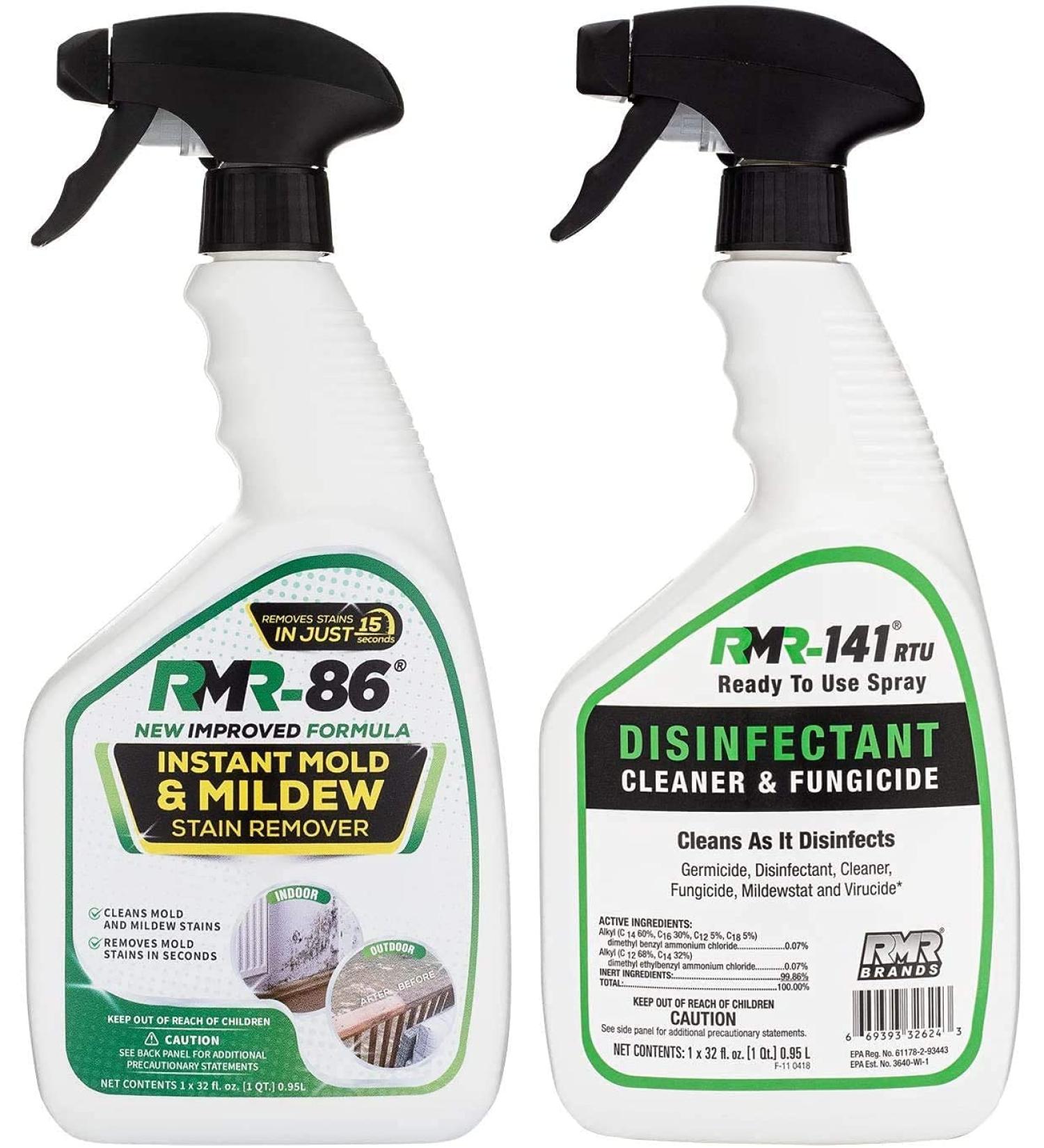 RMR Brands Mold Killer & Stain Remover Bundle - Complete Mold Prevention Kit with Disinfectant Spray - 2 x 32 Ounce Bottles - Buy Online on GoSupps.com