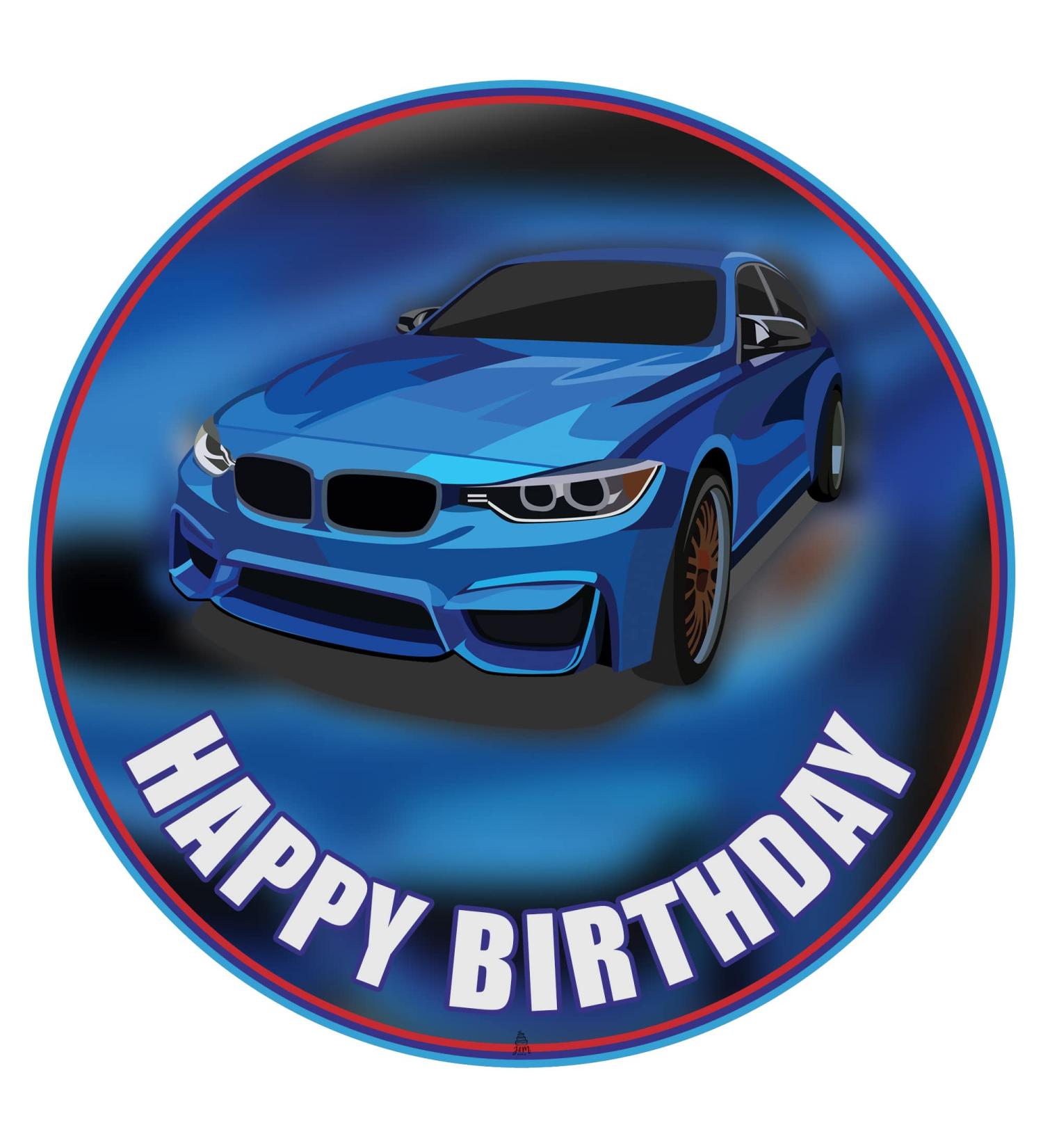 Edible Cake Rapers - BMW Motif Cake Topper for Birthdays | Fondant Cake Decoration (20 cm) - Perfect for Car-Themed Celebrations - Buy Online on GoSupps.com