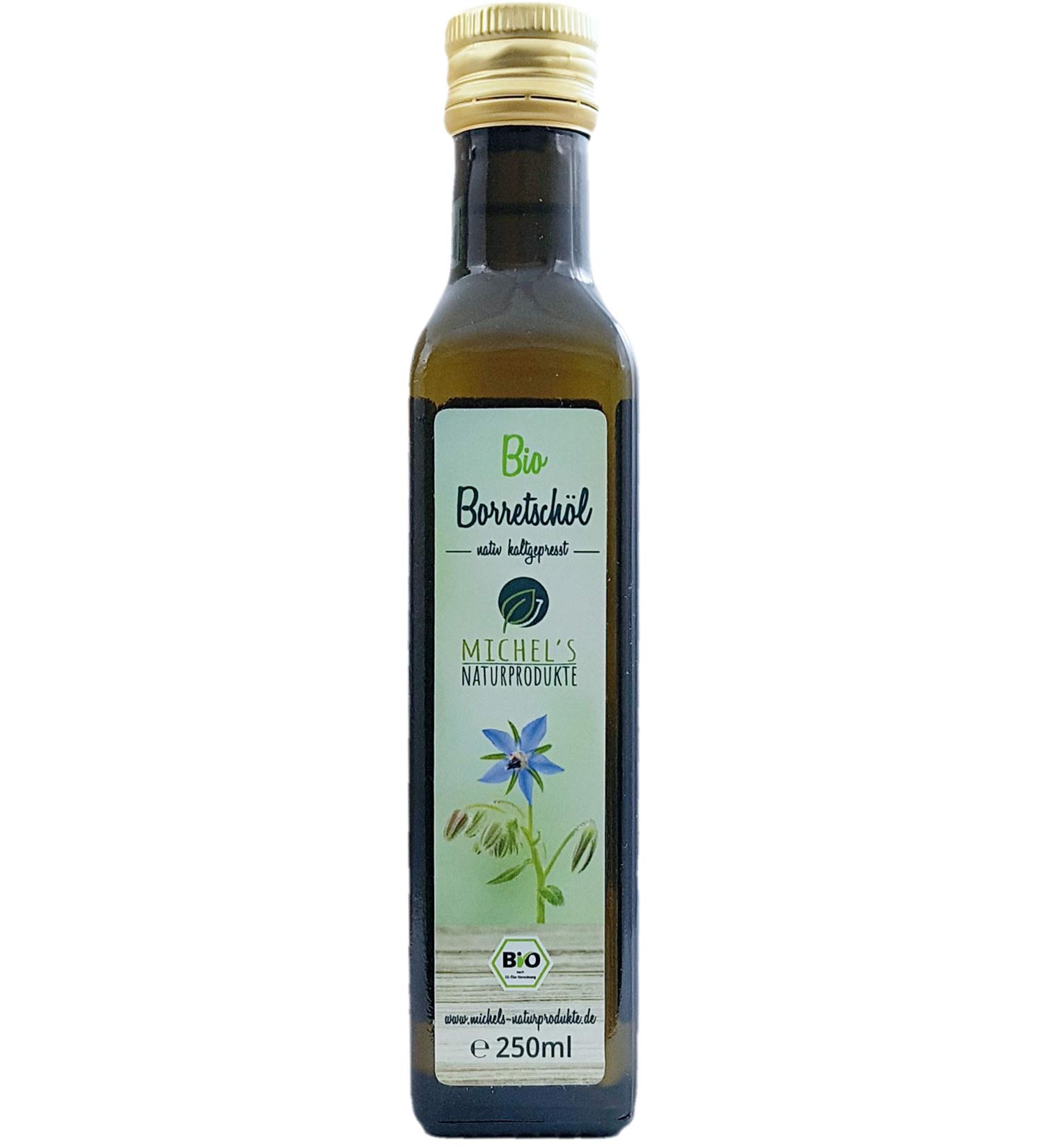 Organic Borage Oil 250ml - 100% Natural Cold Pressed Virgin Oil - Freshly Milled - International Shipping Available - Buy Online on GoSupps.com