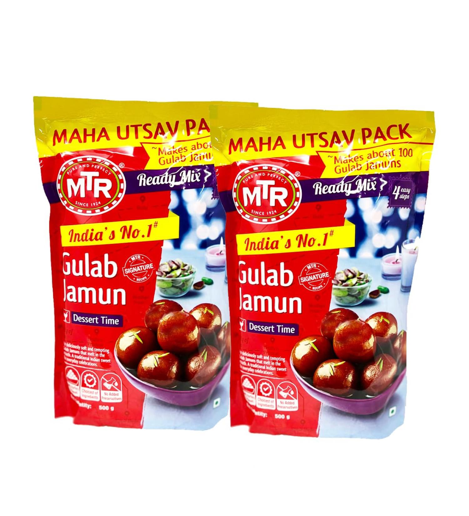 MTR Gulab Jamun Ready Mix 500G Traditional Indian Sweets With No Added Preservatives Approx. Makes About 100 Gulab Jamuns Dessert Time Pack Of 2 - Buy Online on GoSupps.com